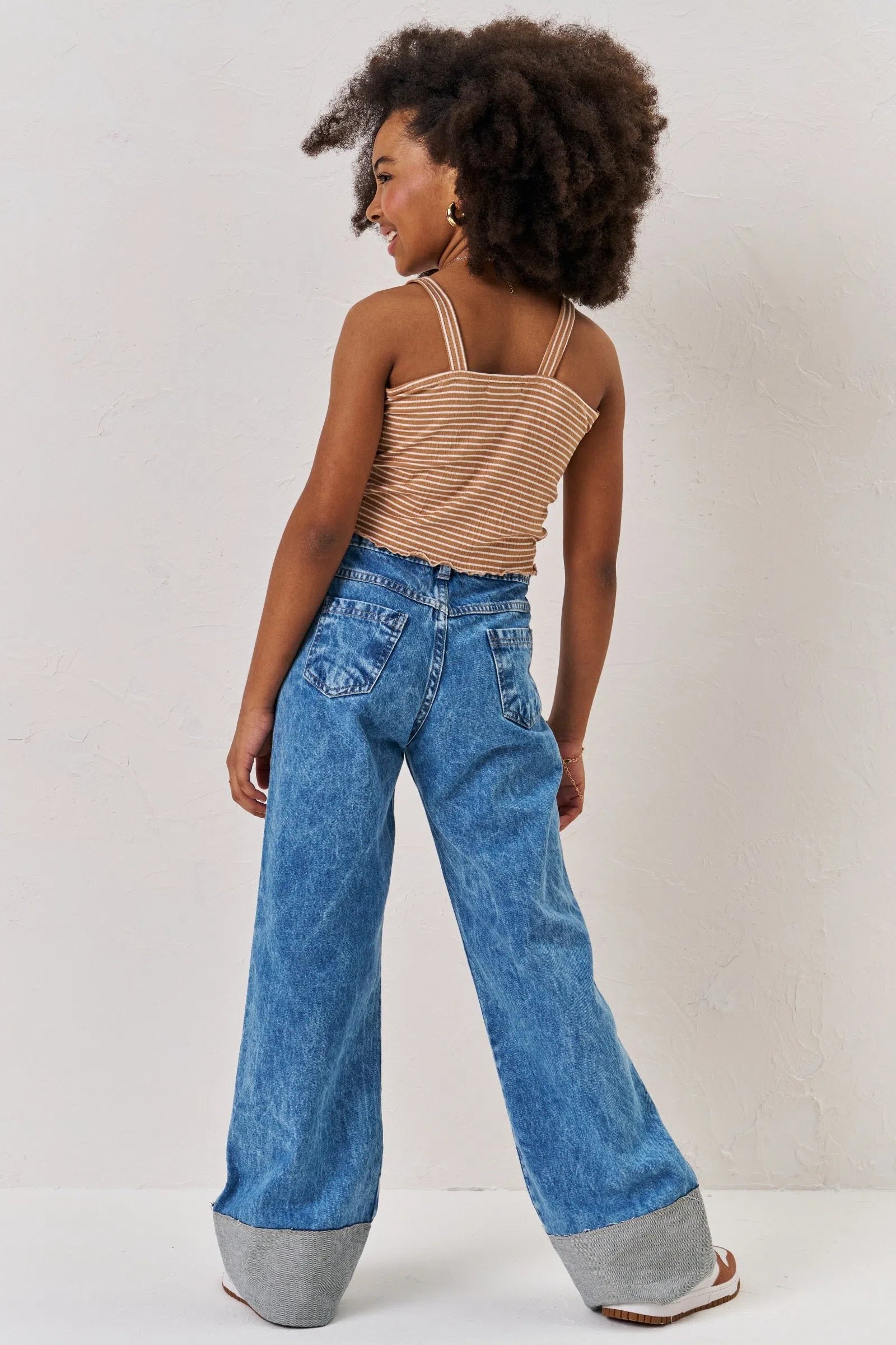 Calça Wide Leg em Jeans Arkansas 73984 Vic&Vicky