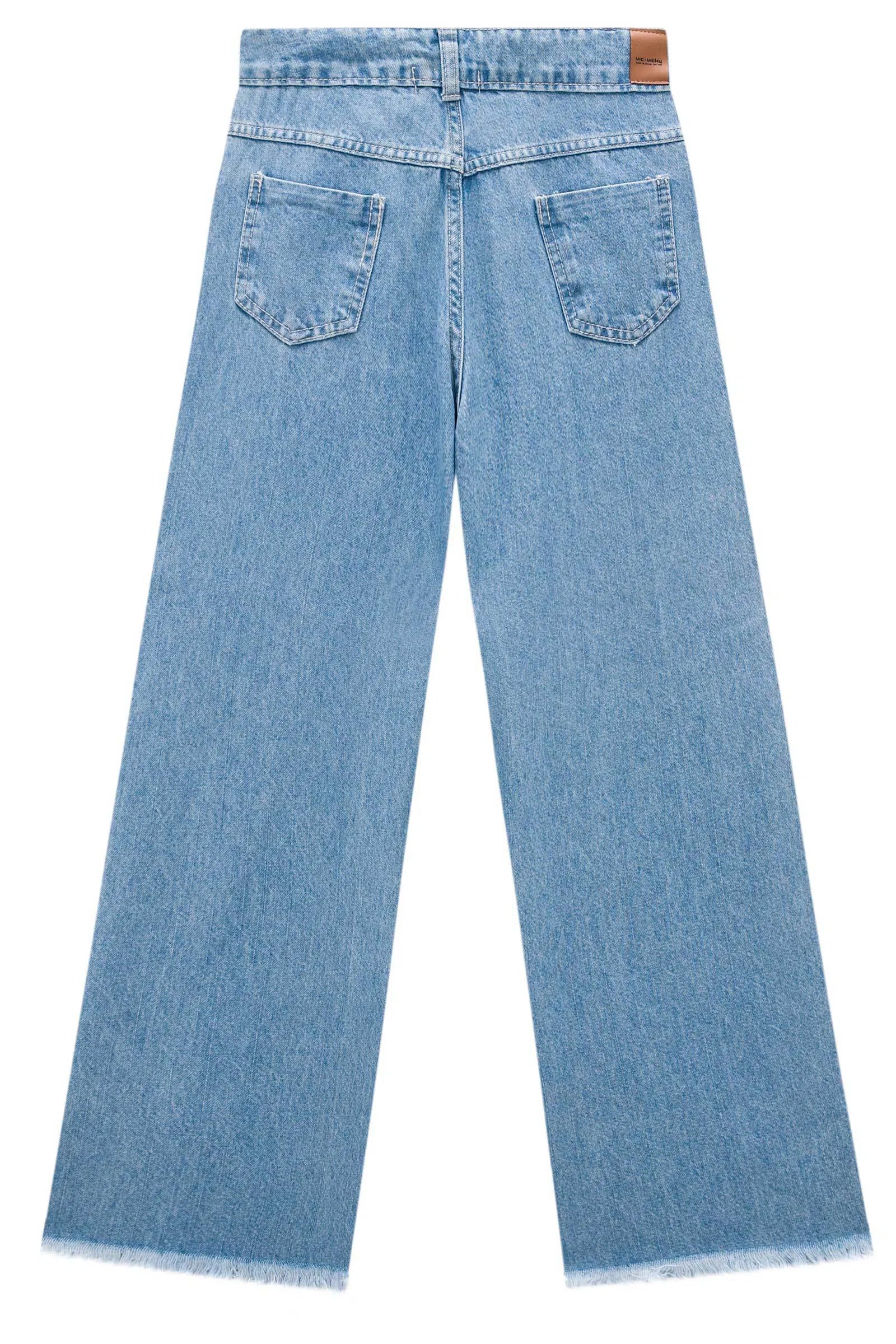 Calça Wide Leg em Jeans Arkansas 76919 Vic&Vicky