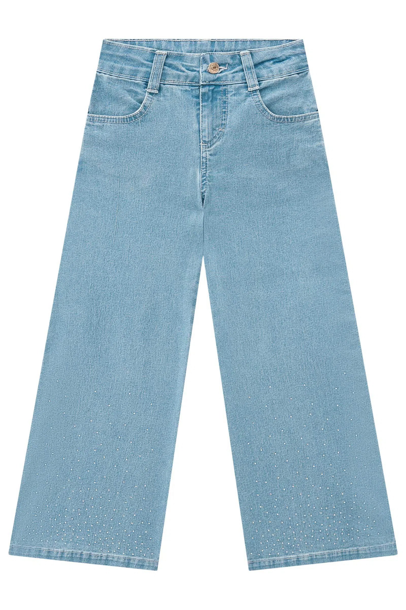 Calça Wide Leg em Jeans Bellini com Elastano 72303 Infanti