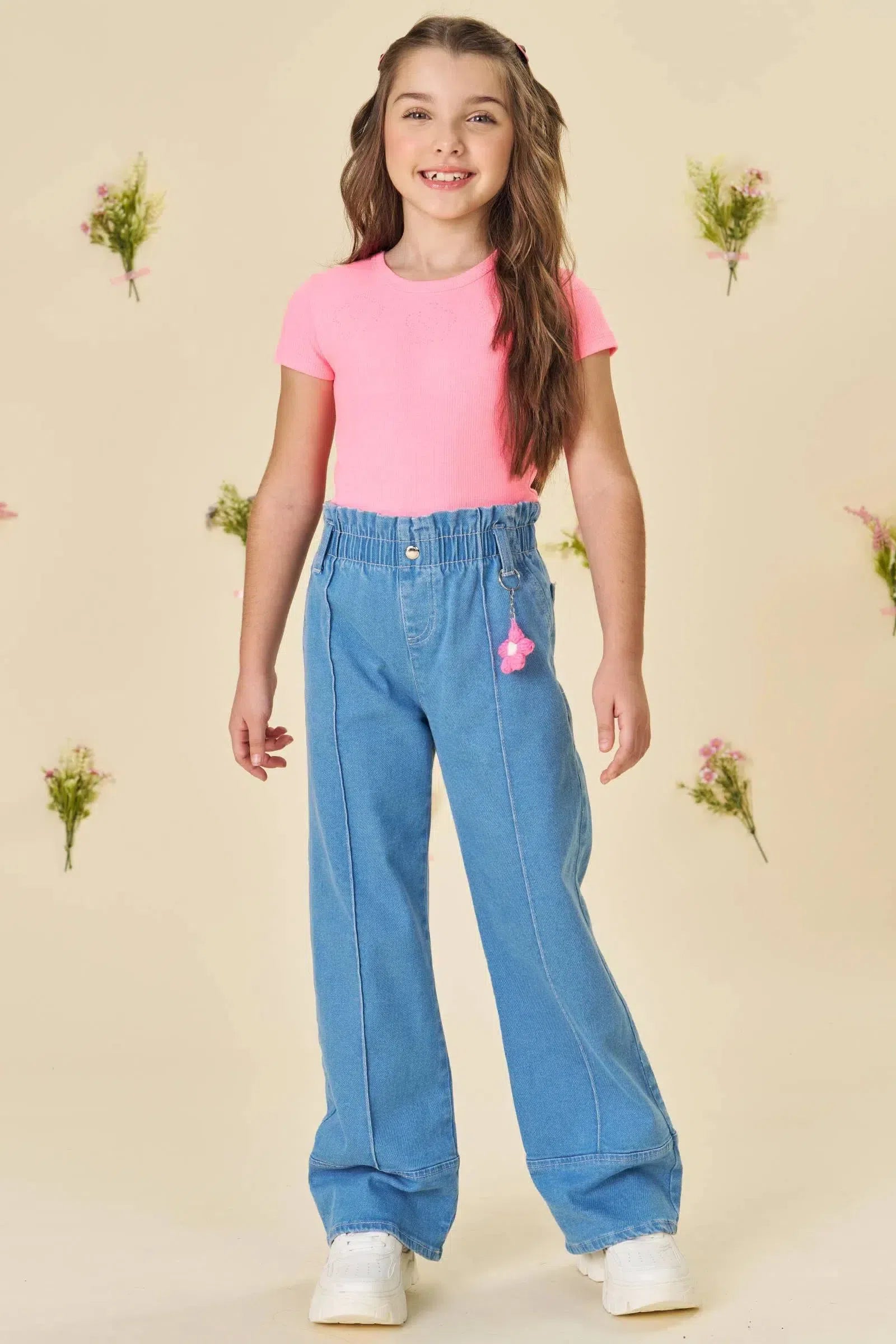 Calça Wide Leg em Jeans com Elastano 80121 Infanti Infantil Menina