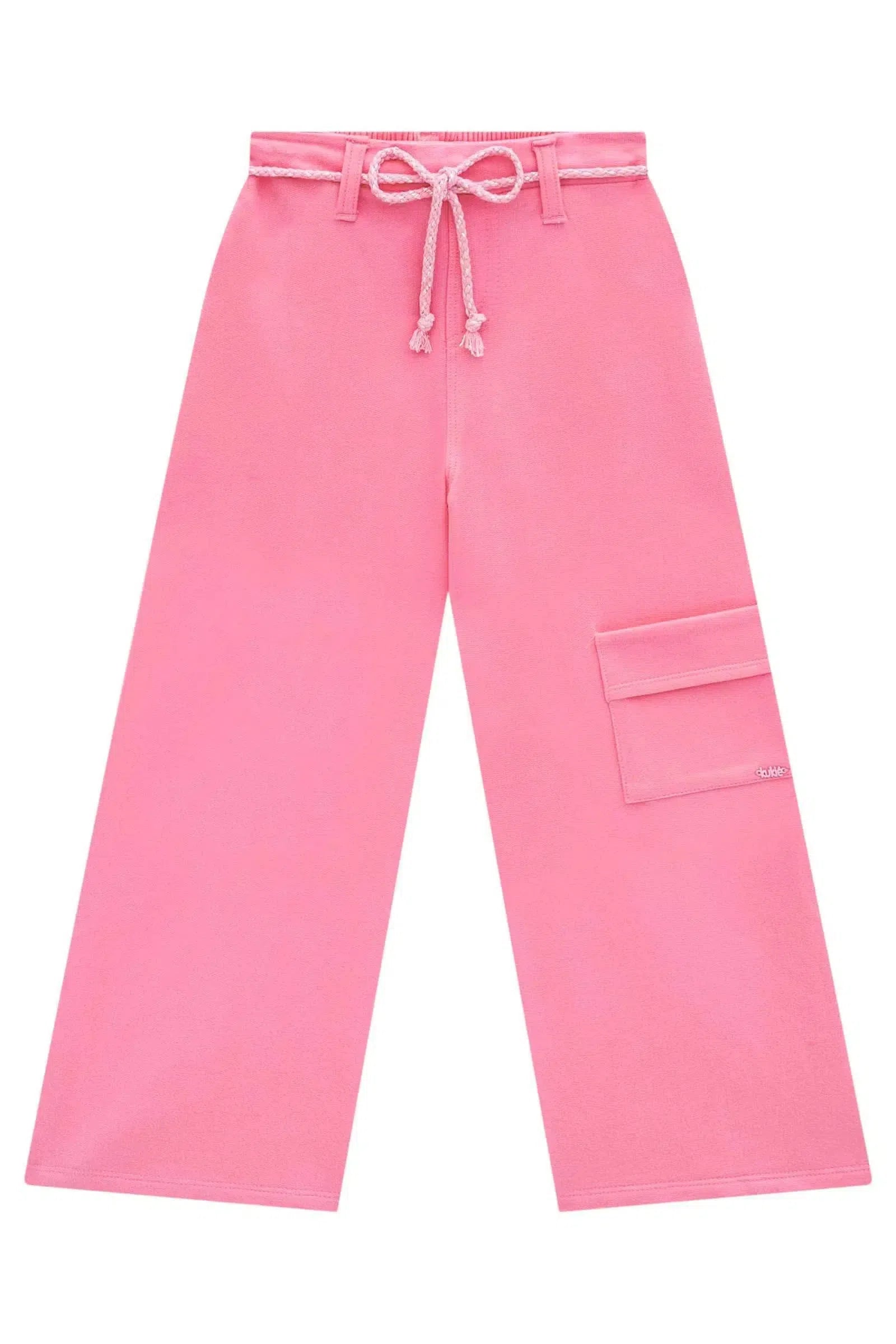 Calça Wide Leg em Moletom sem Pelúcia 79171 Kukiê Infantil Menina