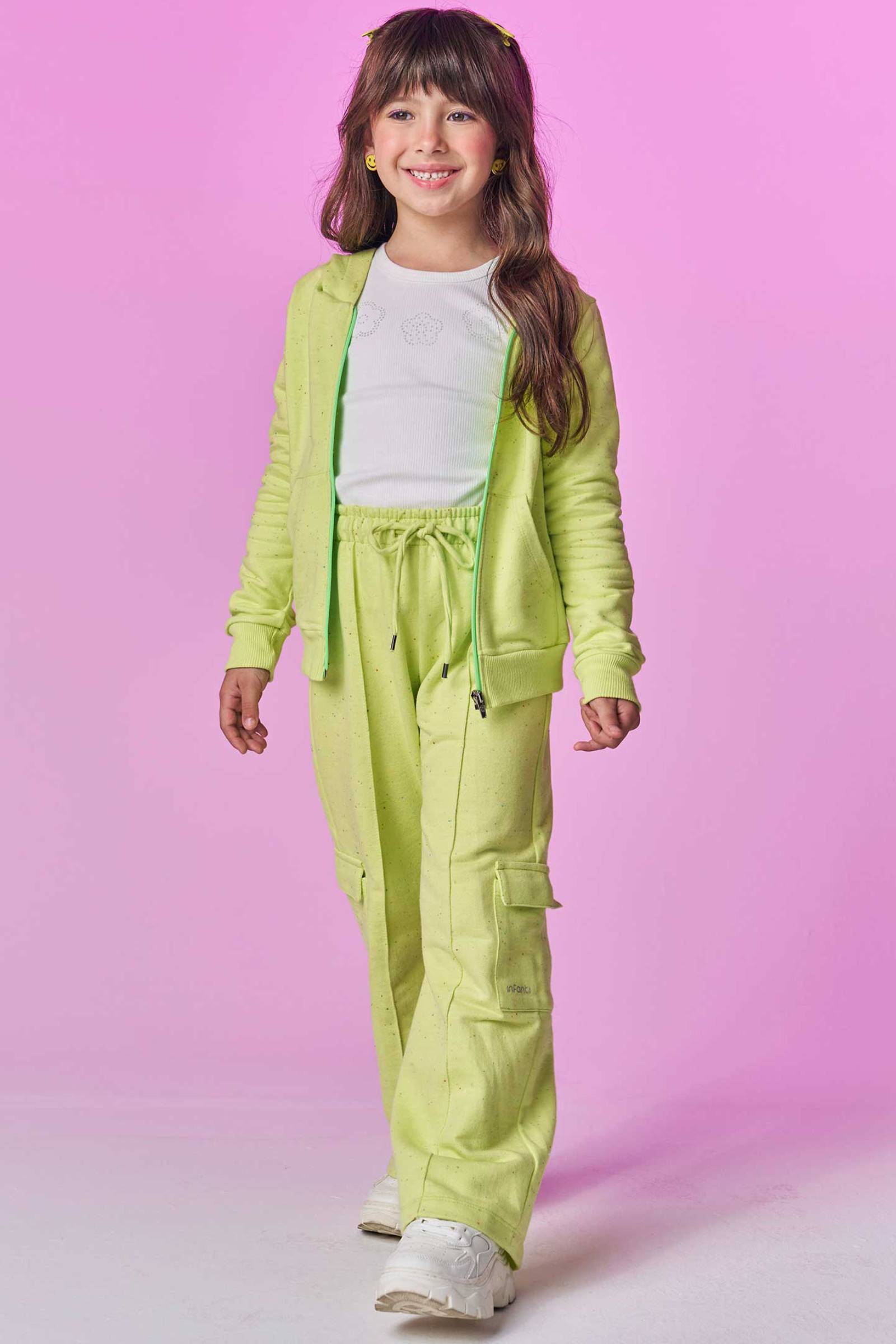 Calça Wide Leg em Moletom sem Pelúcia 80123 Infanti Infantil Menina