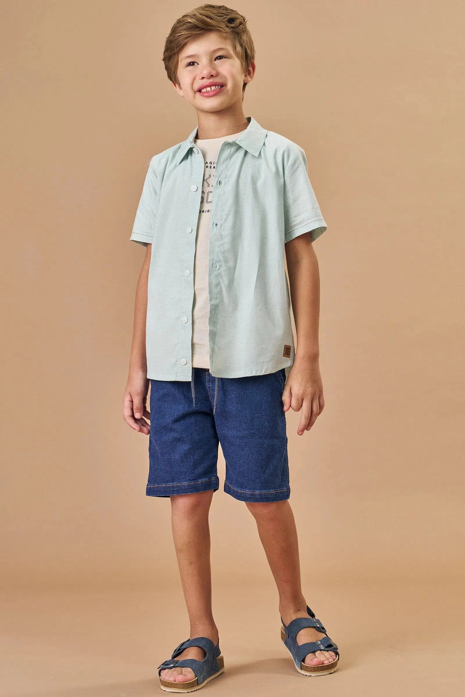 Camisa Infantil Menino em Linho Deluxe 81592 LucBoo