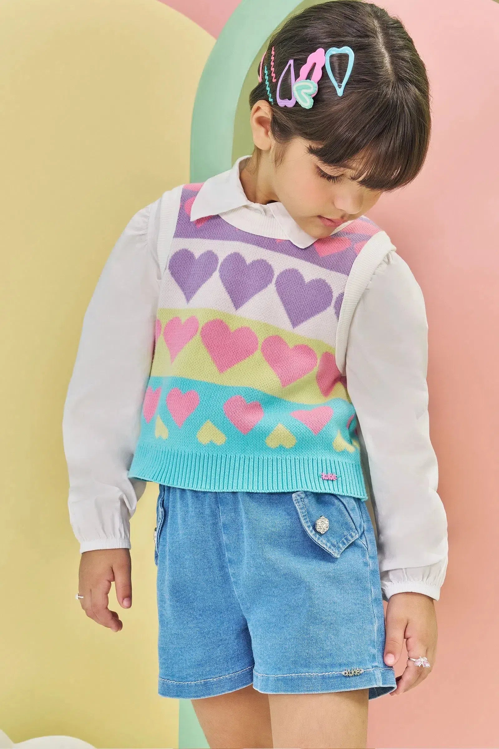 Camisa em Tricoline 81107 Kukiê Infantil Menina