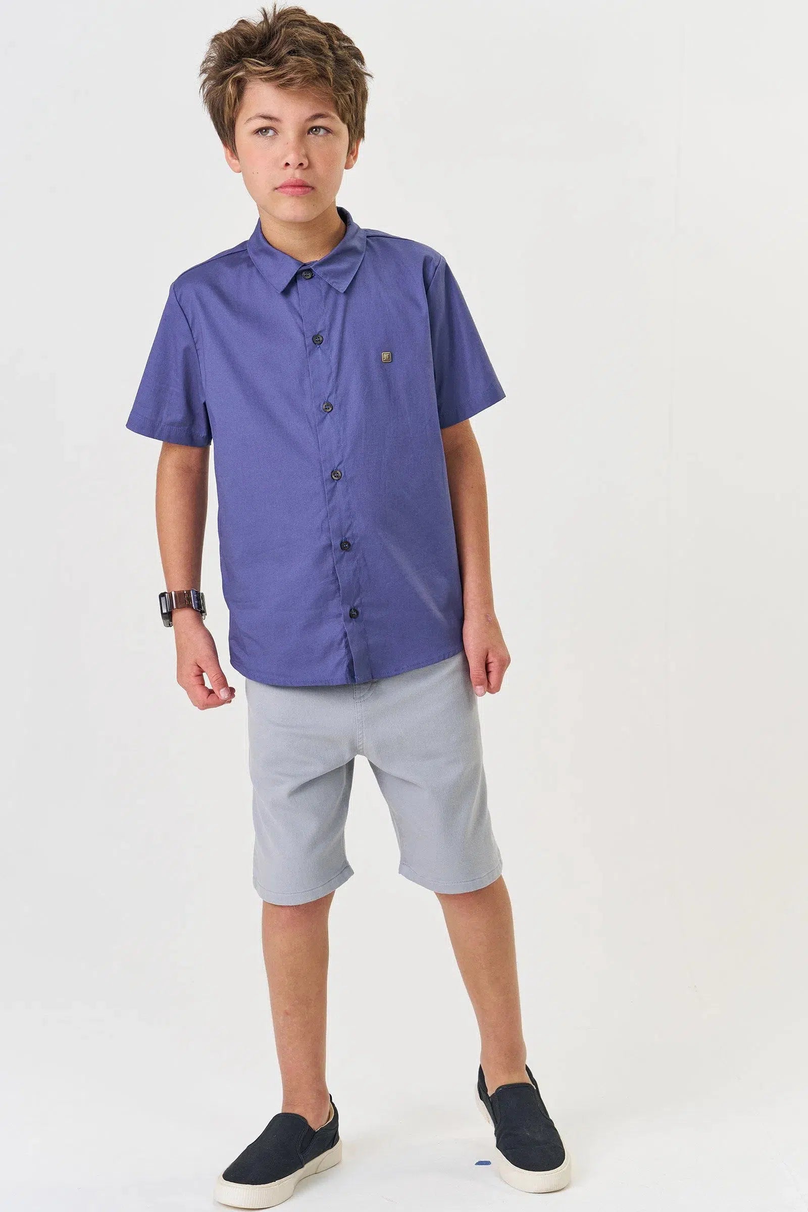 Camisa Teen Menino em Tricoline Paris com Elastano 82117 Johnny Fox