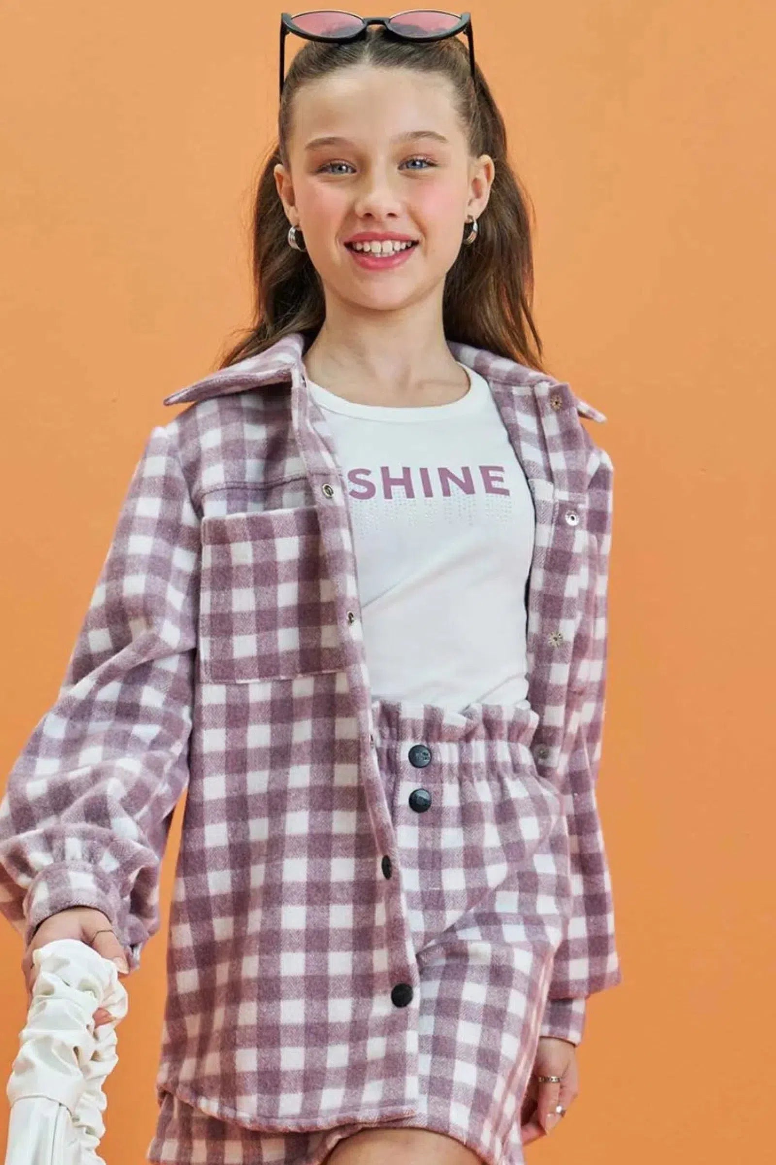 Camisa Overshirt em Xadrez Monaco 81409 Lilimoon Teen Menina