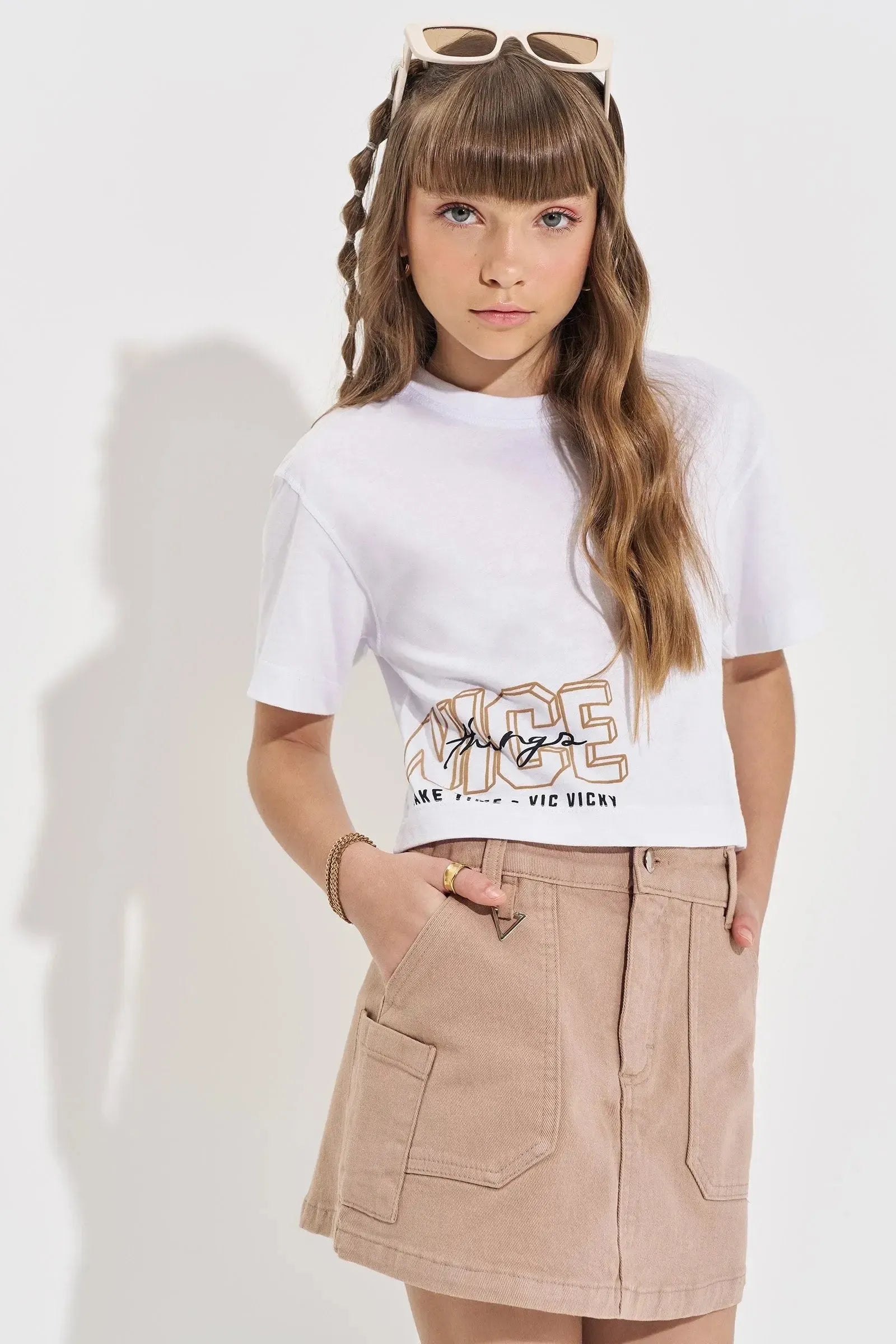 Camiseta Boxy Over em Meia Malha 82820 Vic&Vicky Teen Menina