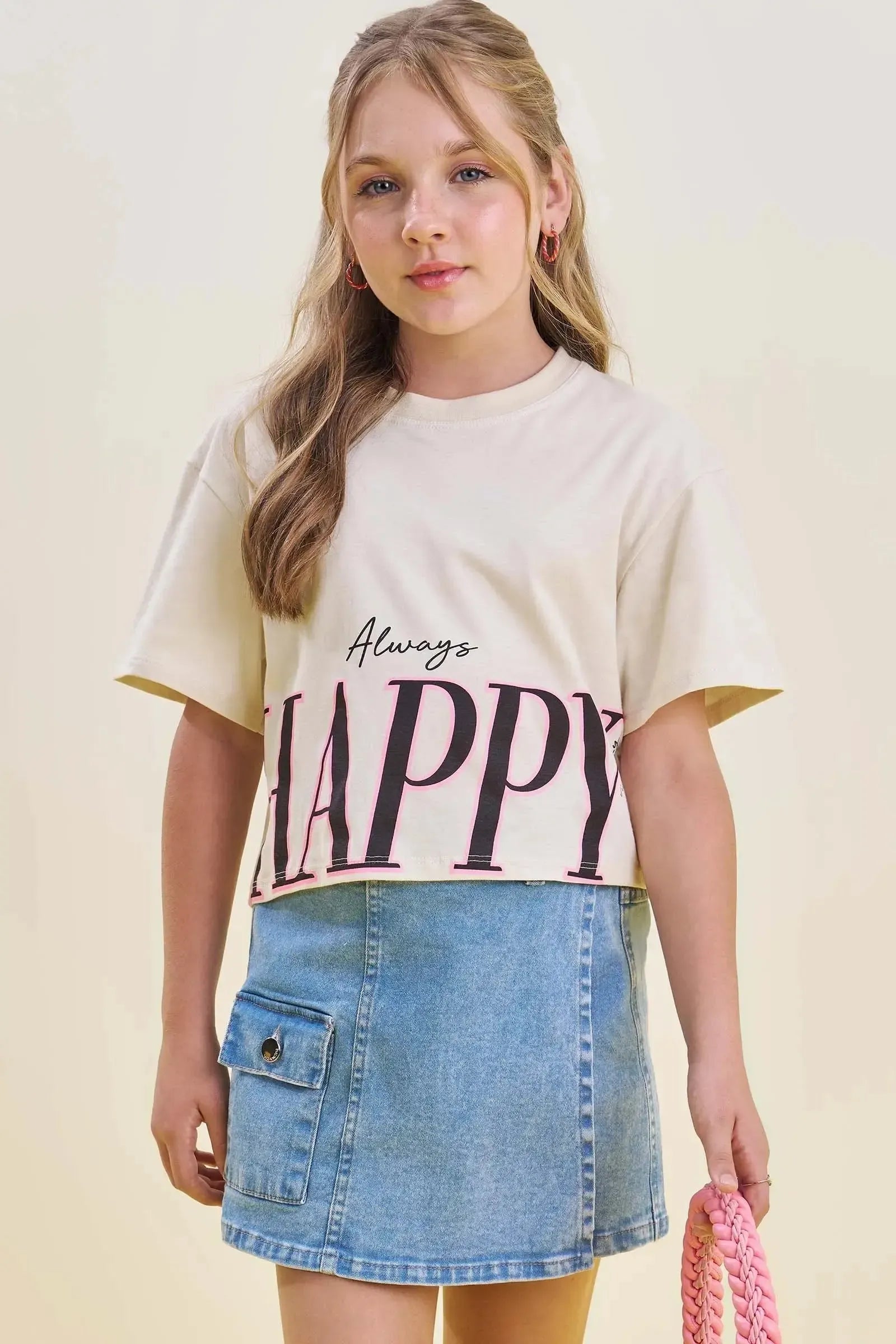 Camiseta Boxy Over em Meia Malha 83536 Vic&Vicky Teen Menina