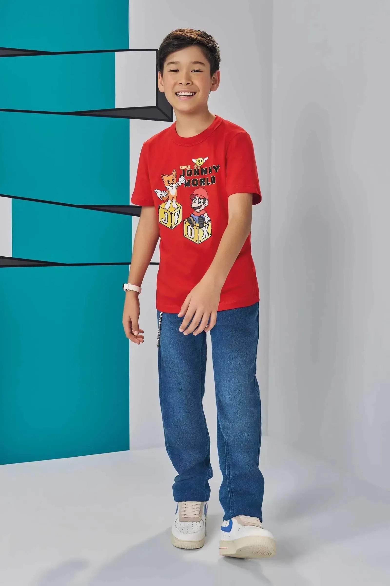 Camiseta em Meia Malha 83270 Johnny Fox Teen Menino