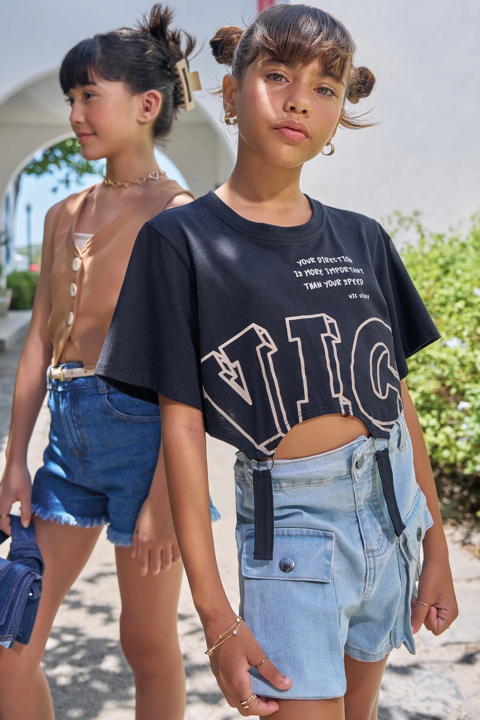 Camiseta Top Cropped Over em Meia Malha 73822 Vic&Vicky