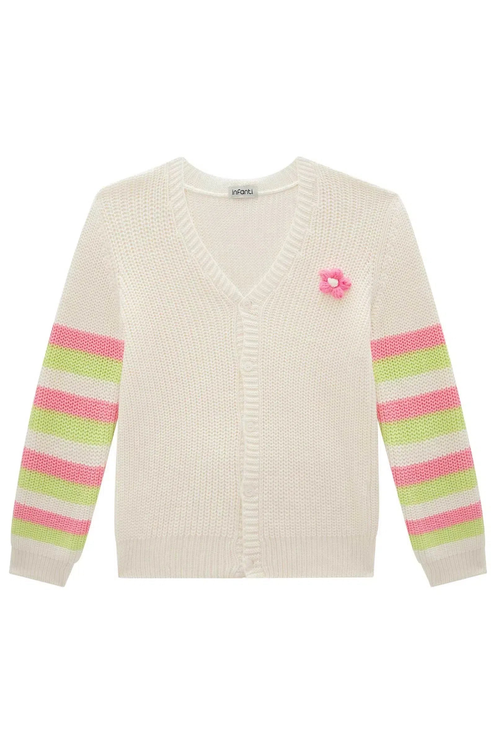 Cardigan em Tricot 100% Algodão 78590 Infanti Infantil Menina