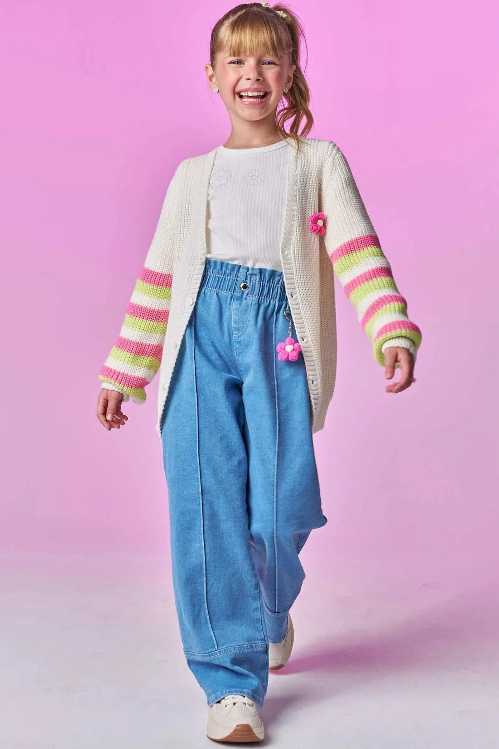 Cardigan em Tricot 100% Algodão 78590 Infanti Infantil Menina