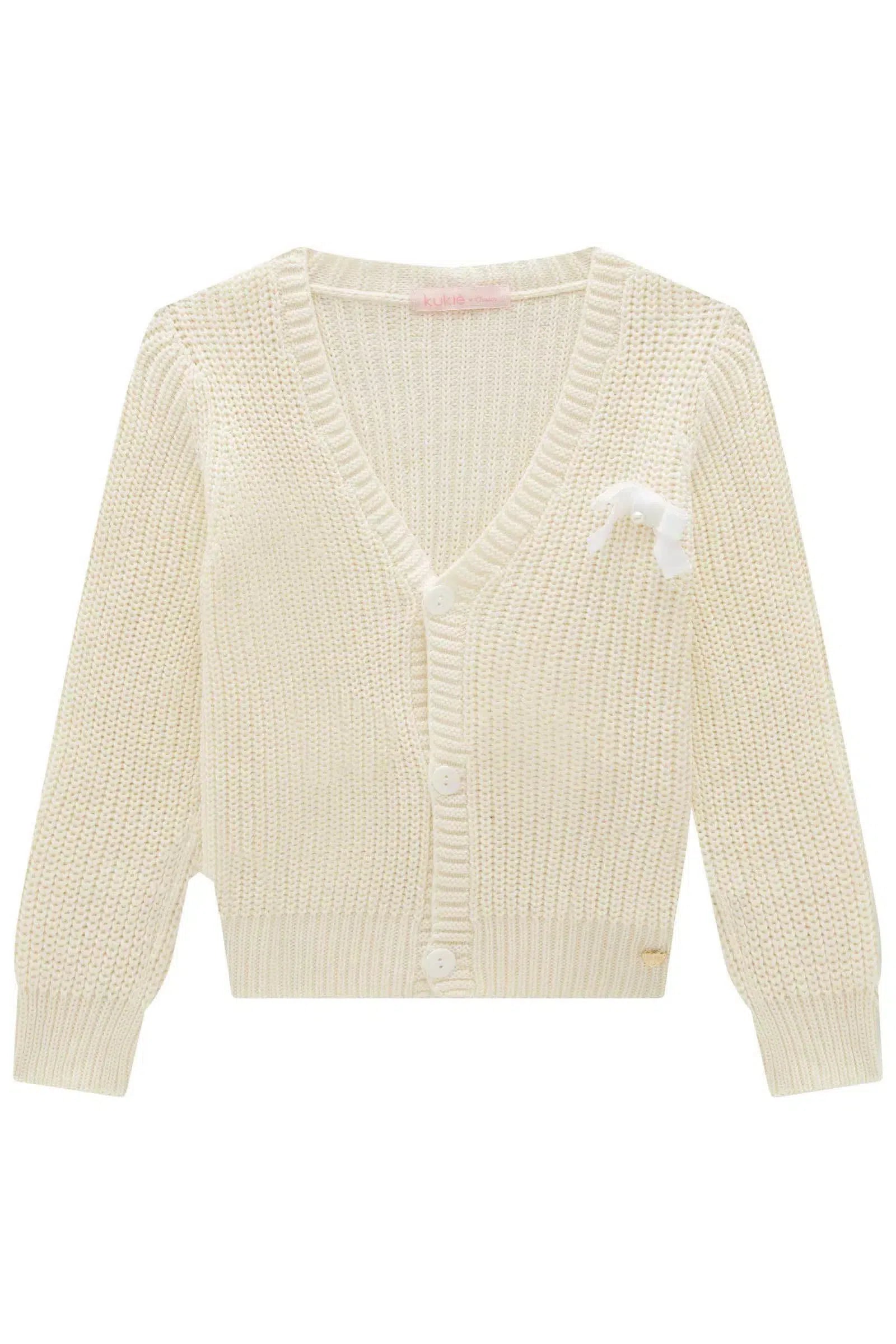 Cardigan em Tricot 100% Algodão 78603 Kukiê Infantil Menina