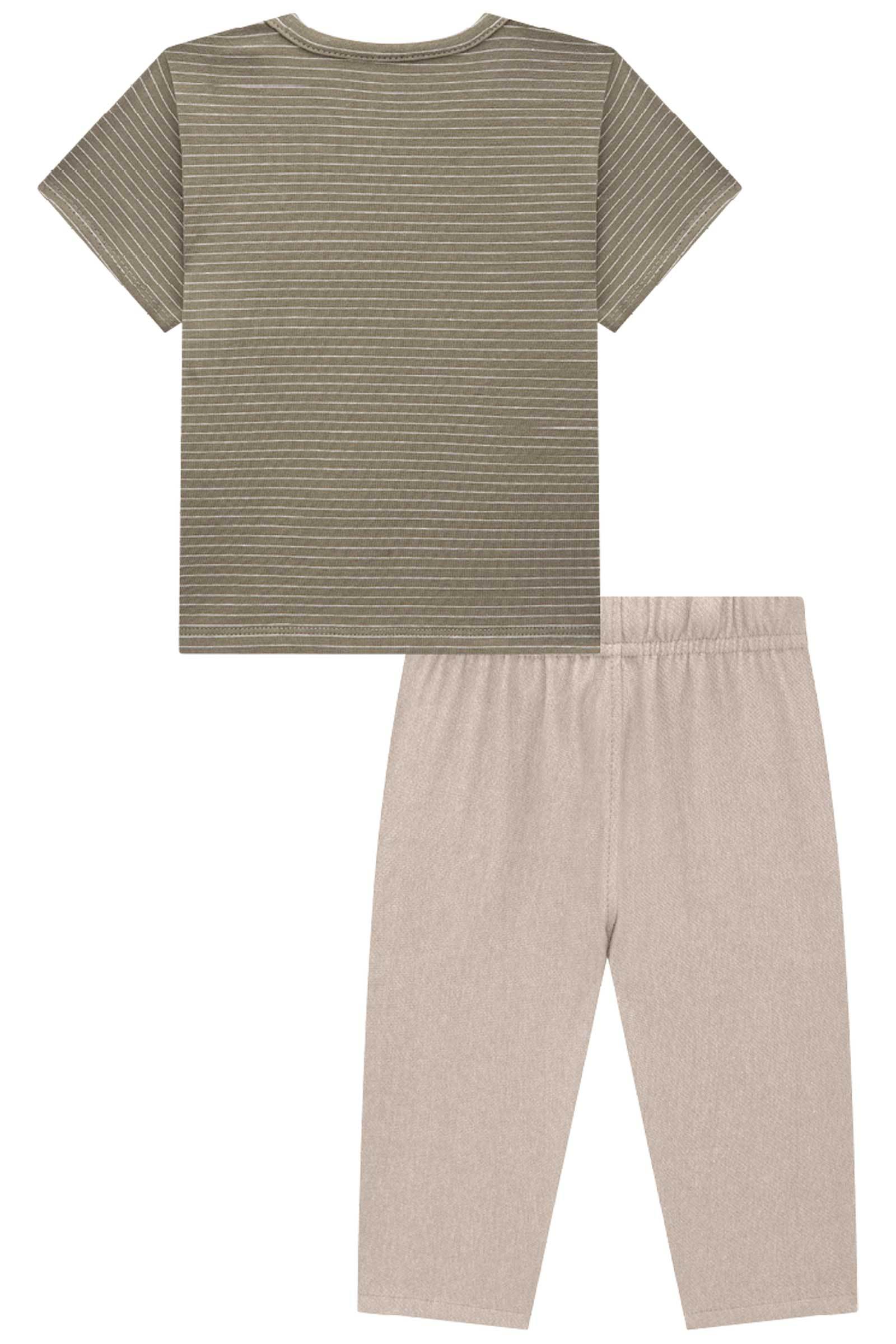 Cj de Camiseta em Cotton Listrado Fio Tinto e Calça Sikinny Comfort em Cotton Jeans C/ Elas 74577 Johnny Fox