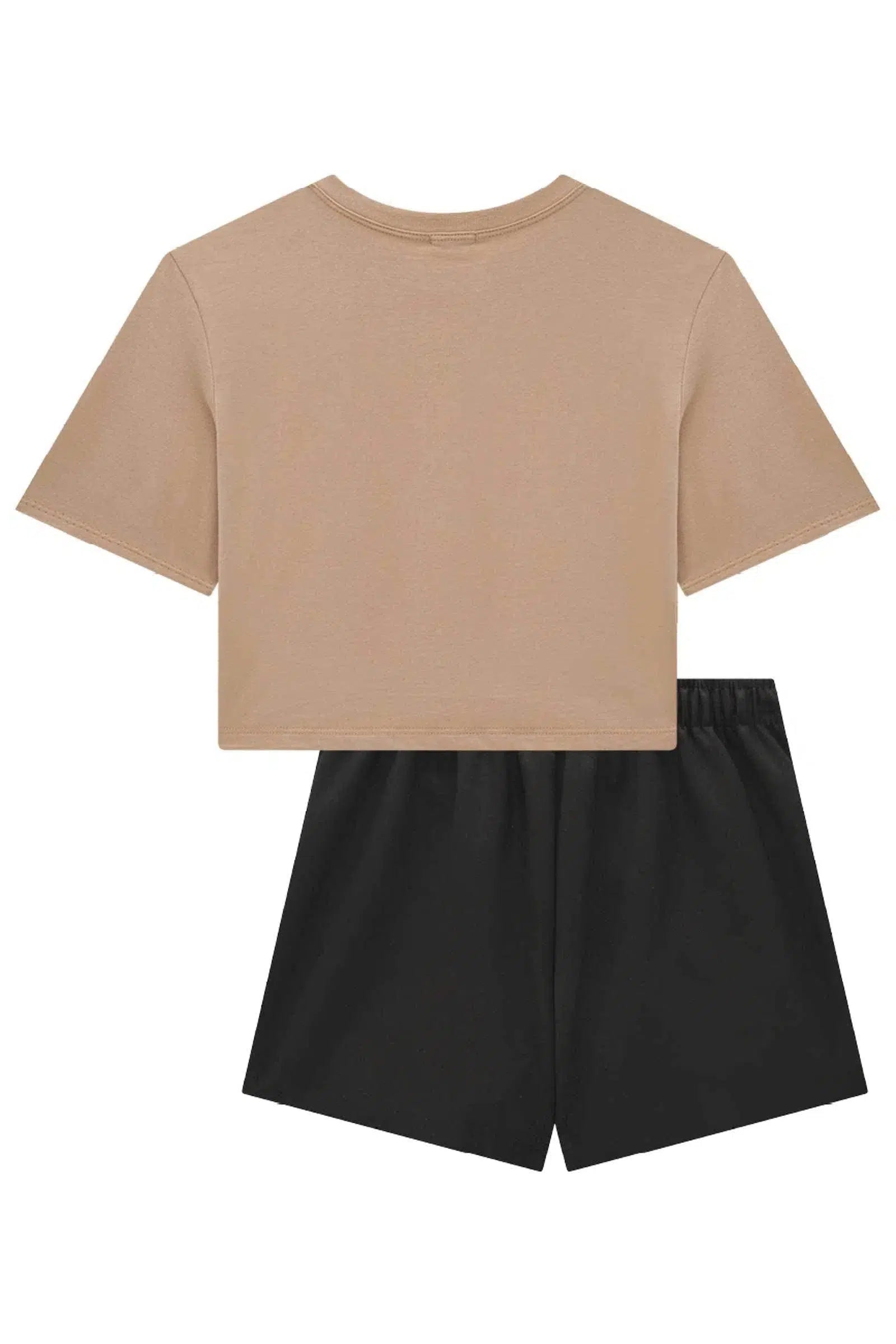 Conjunto Teen Menina Blusa Boxy Over em Meia Malha e Short Saia em Suede Twill 81985 Vic&Vicky