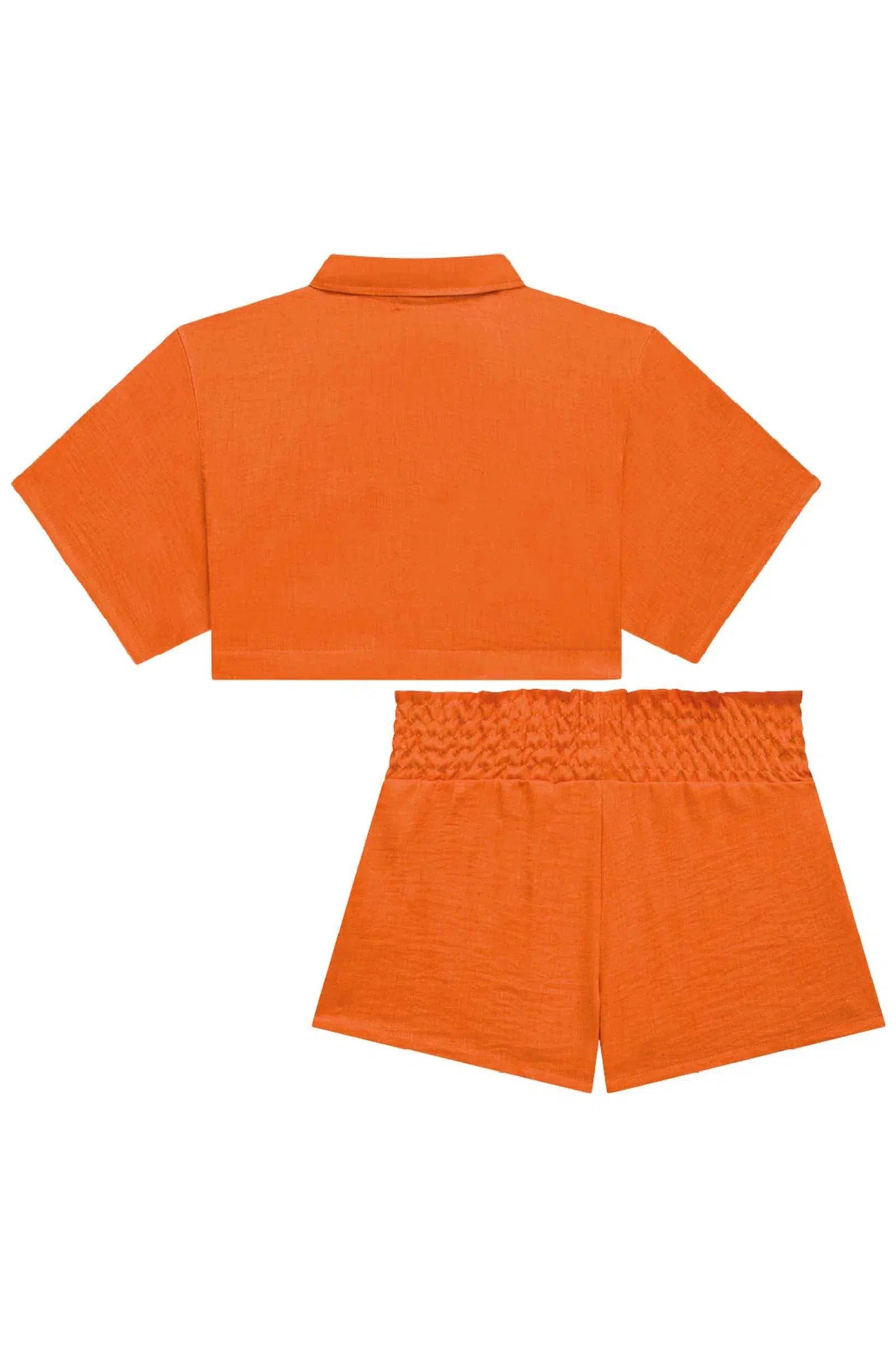 Conjunto Camisa Cropped e Shorts em Linho Sena 73030 Lilimoon