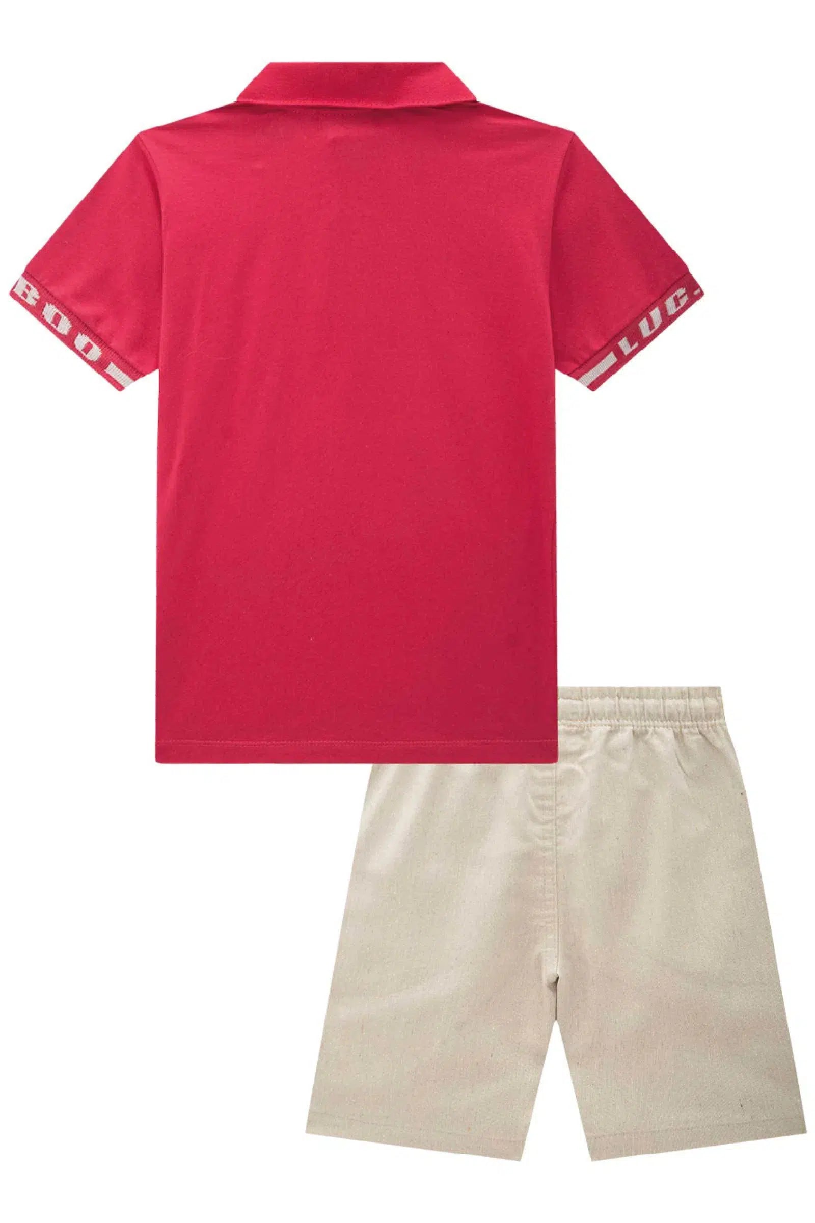 Conjunto Infantil Menino de Polo em Meia Malha e Bermuda em Tecido Eco com Elastano 81699 LucBoo