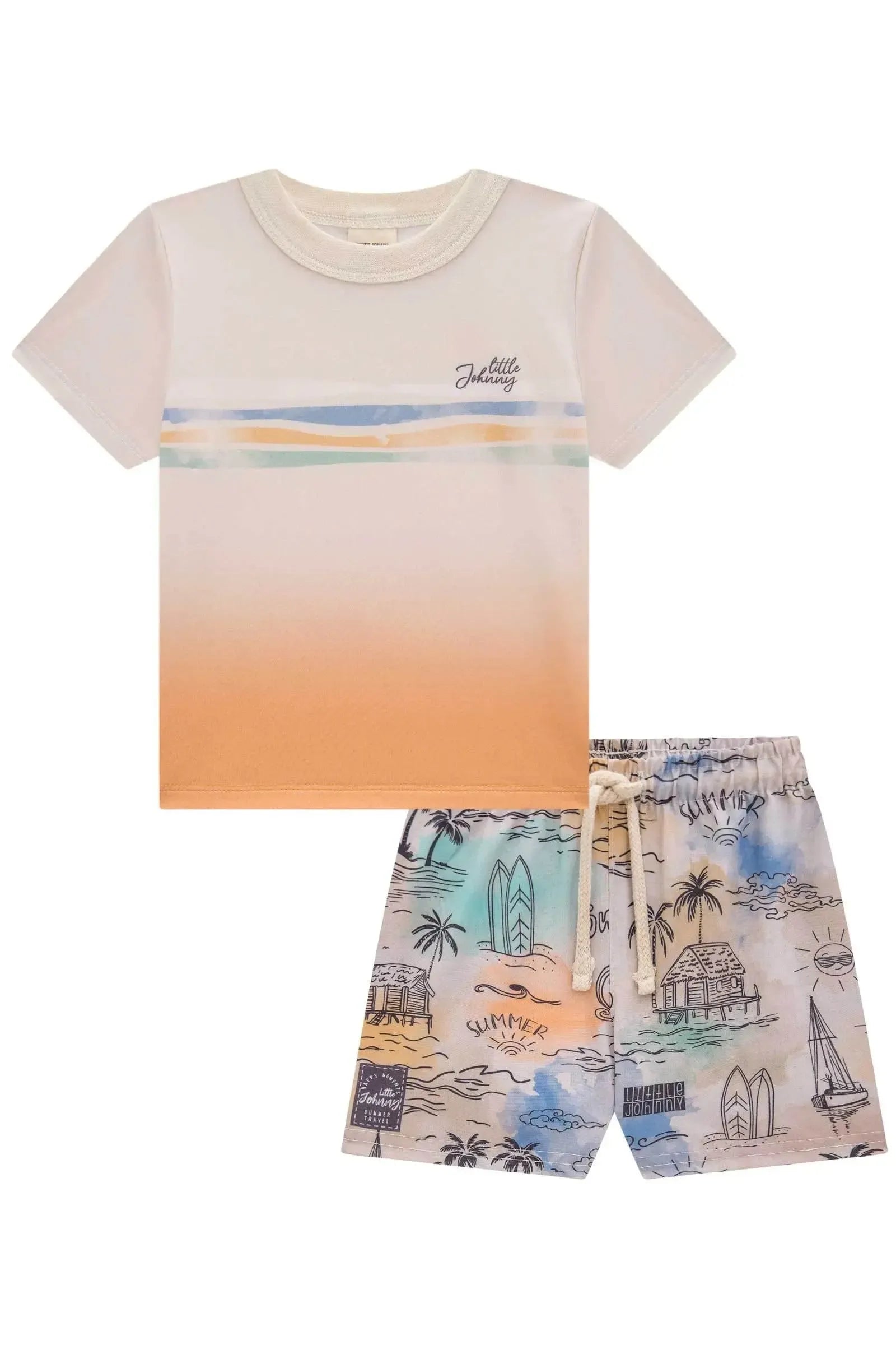 Conjunto Camiseta em Malha Comfy e Bermuda em Nylon Ergonomic com Elastano 84951 Johnny Fox Bebê Menino