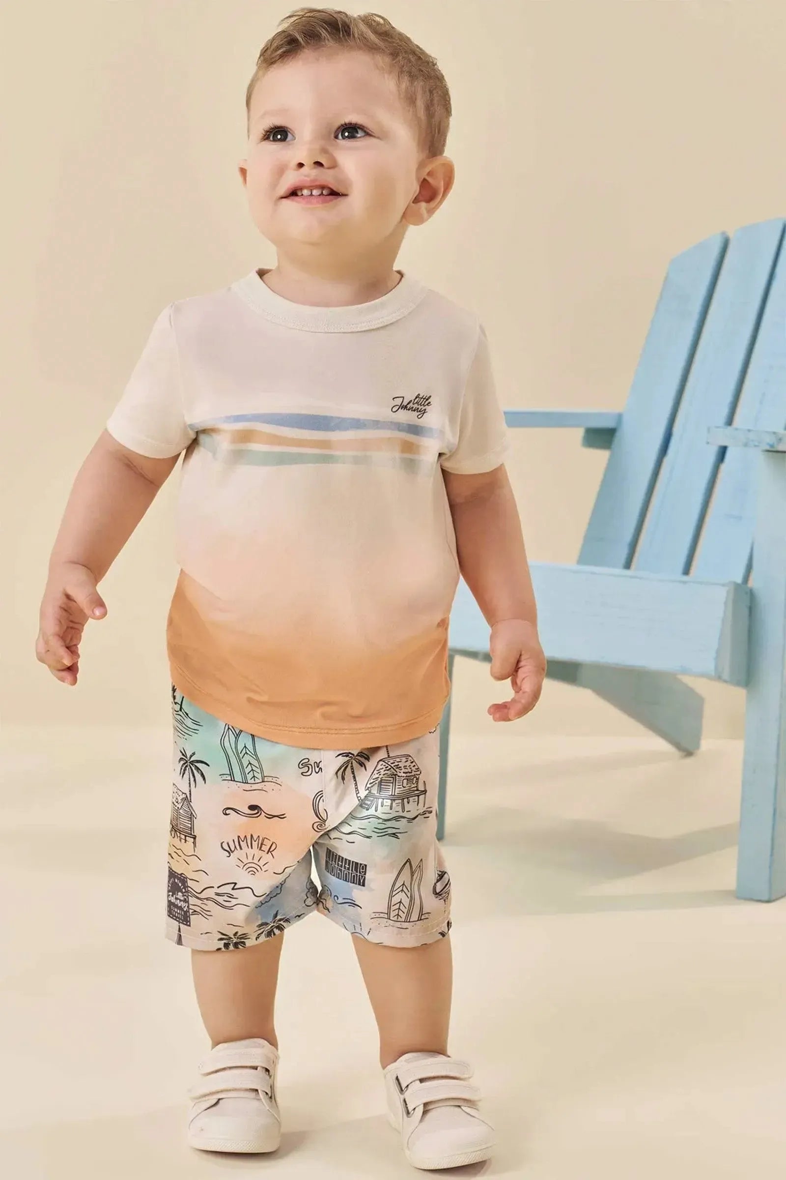 Conjunto Camiseta em Malha Comfy e Bermuda em Nylon Ergonomic com Elastano 84951 Johnny Fox Bebê Menino