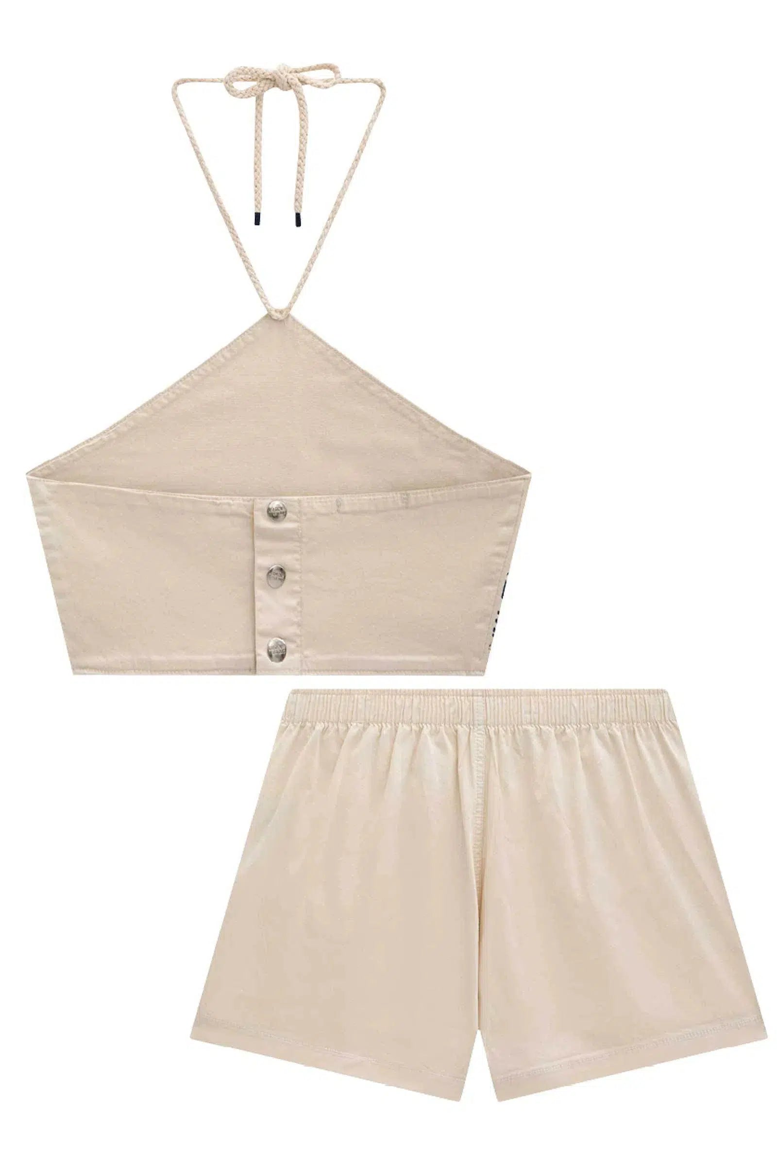 Conjunto Cropped e Shorts em Sarja com Elastano 73860 Lilimoon