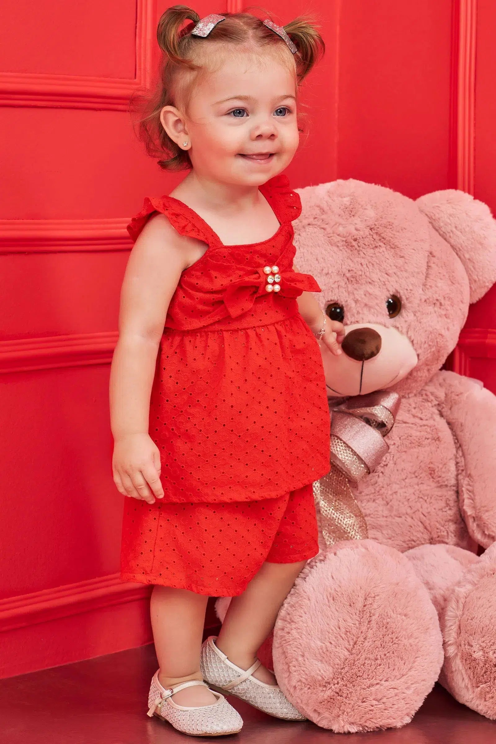 Conjunto de Bata e Shorts em Laise Summer 77575 Infanti