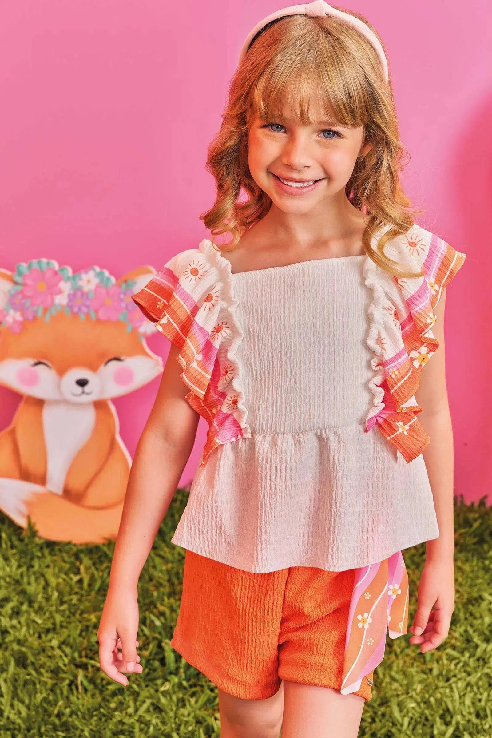 Conjunto de Bata e Shorts em Malha Enrugada 74163 Kukiê