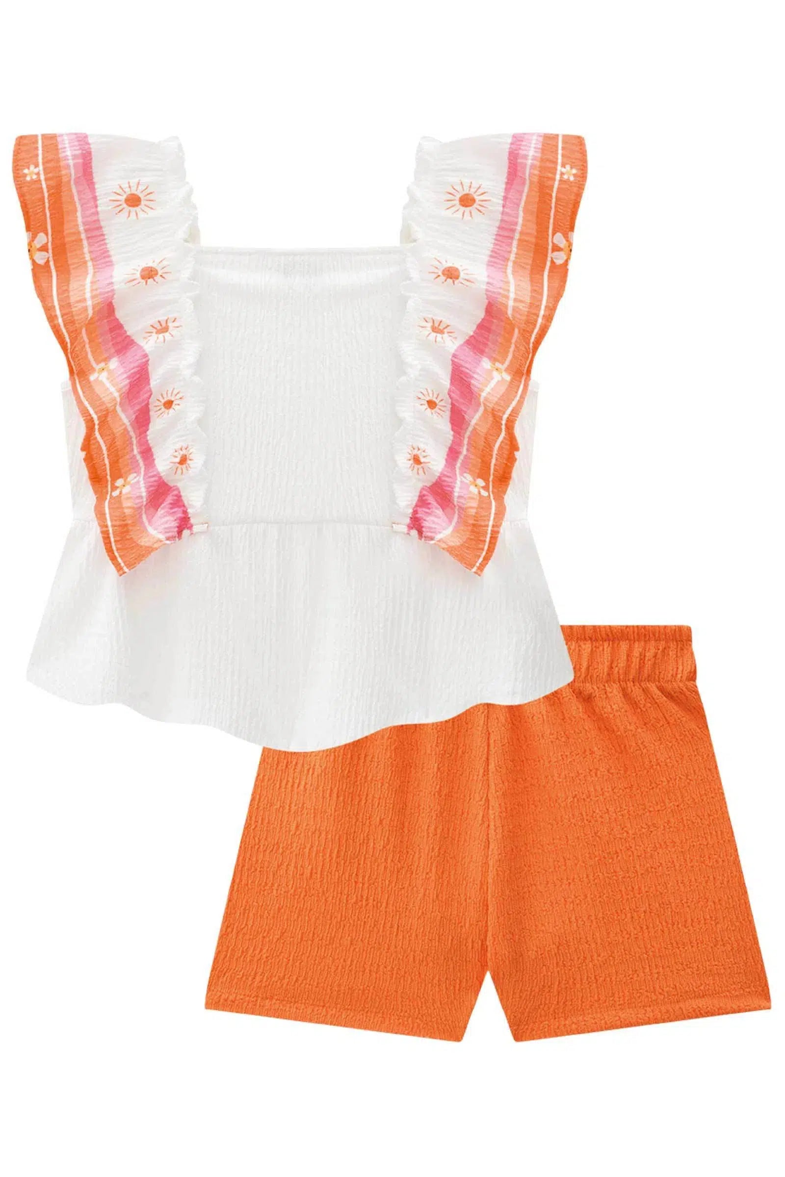 Conjunto de Bata e Shorts em Malha Enrugada 74163 Kukiê