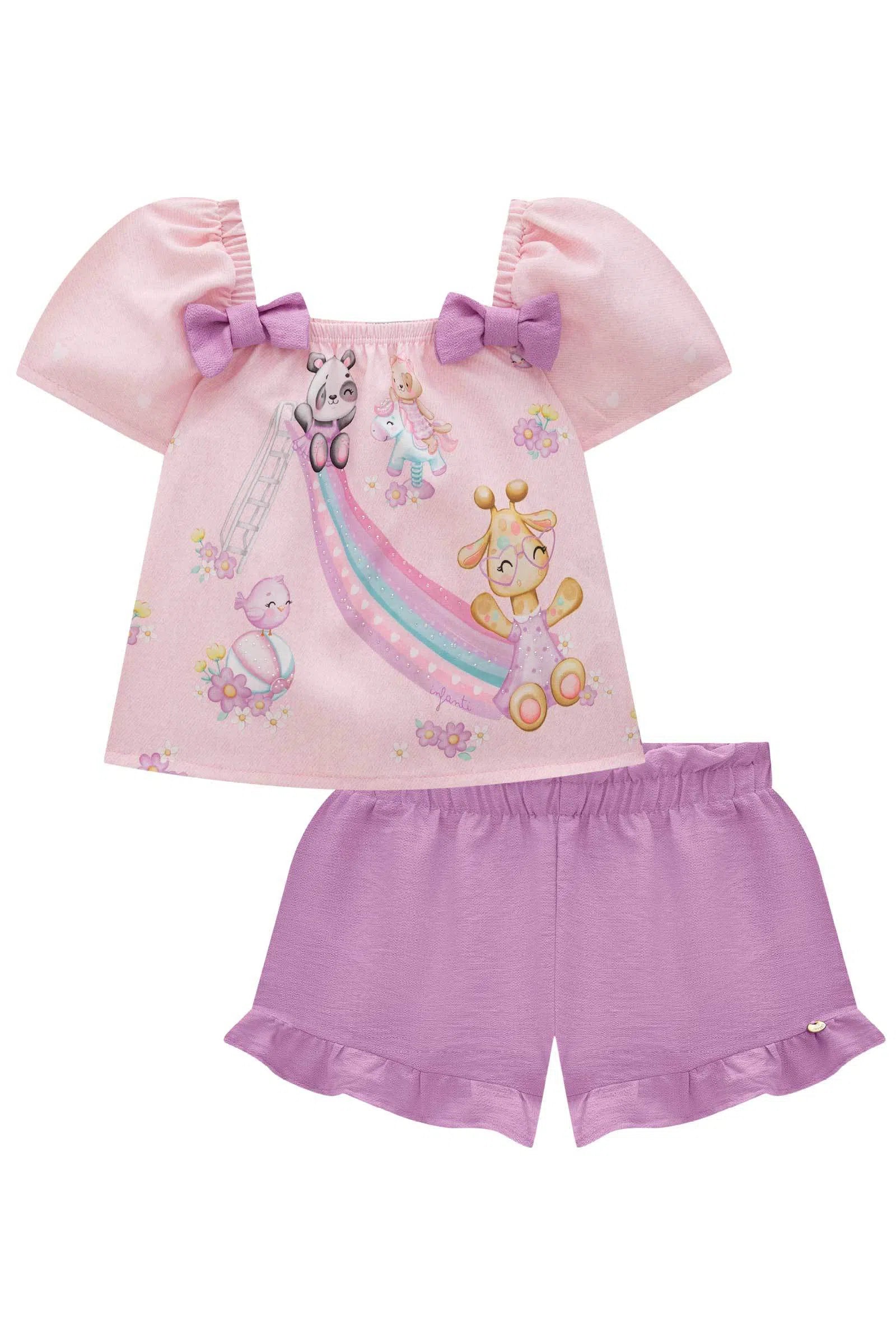 Conjunto de Bata em Air Flow com Shorts em Viscose Turim 75466 Infanti