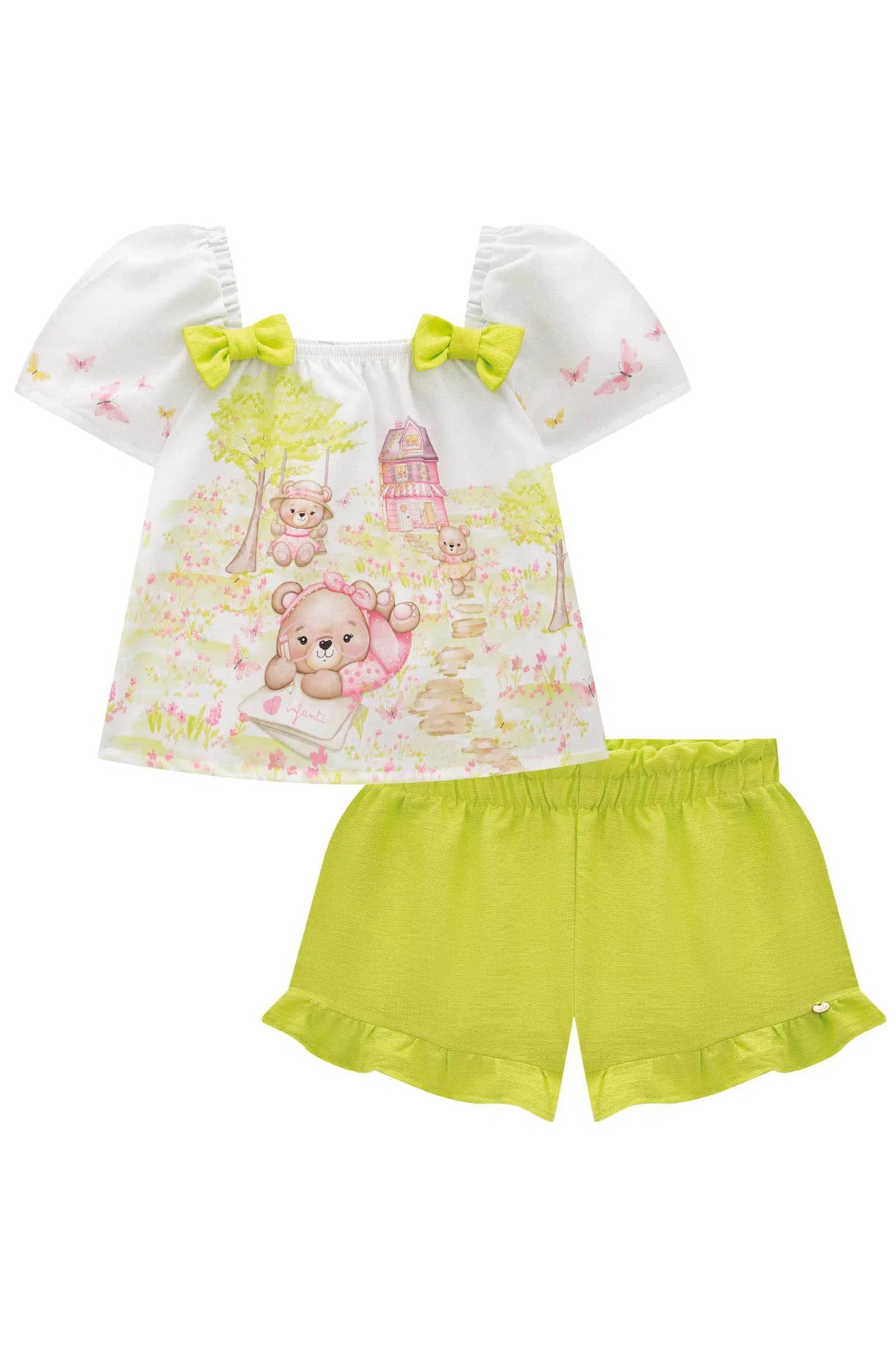 Conjunto de Bata em Air Flow com Shorts em Viscose Turim 75466 Infanti