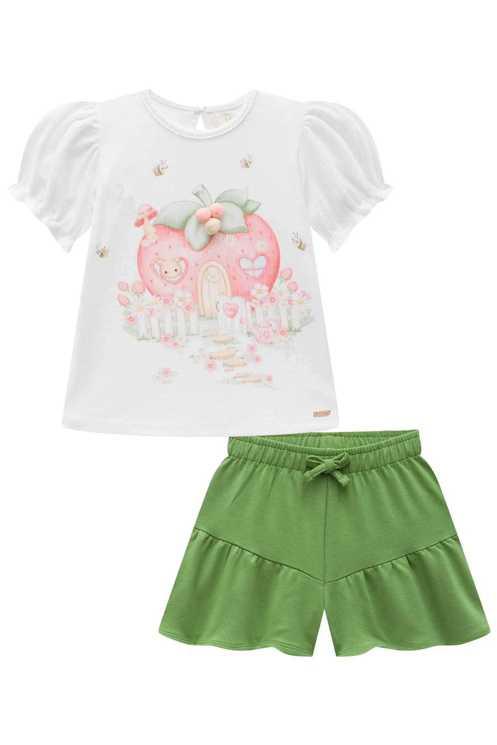 Conjunto de Bata em Canelado Maui com Shorts em Molevisco 74737 Infanti