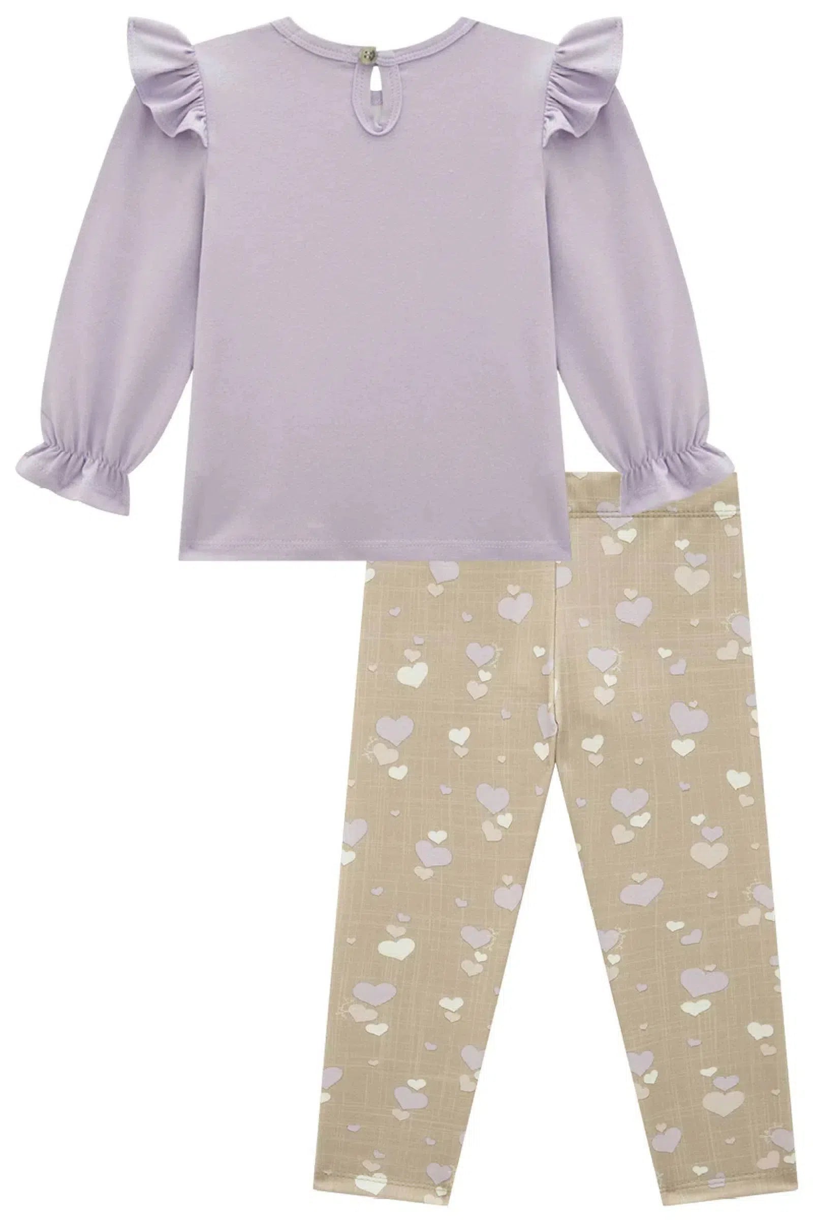 Conjunto de Bata em Cotton com Calça Legging em Molecotton 80355 Infanti Bebê Menina