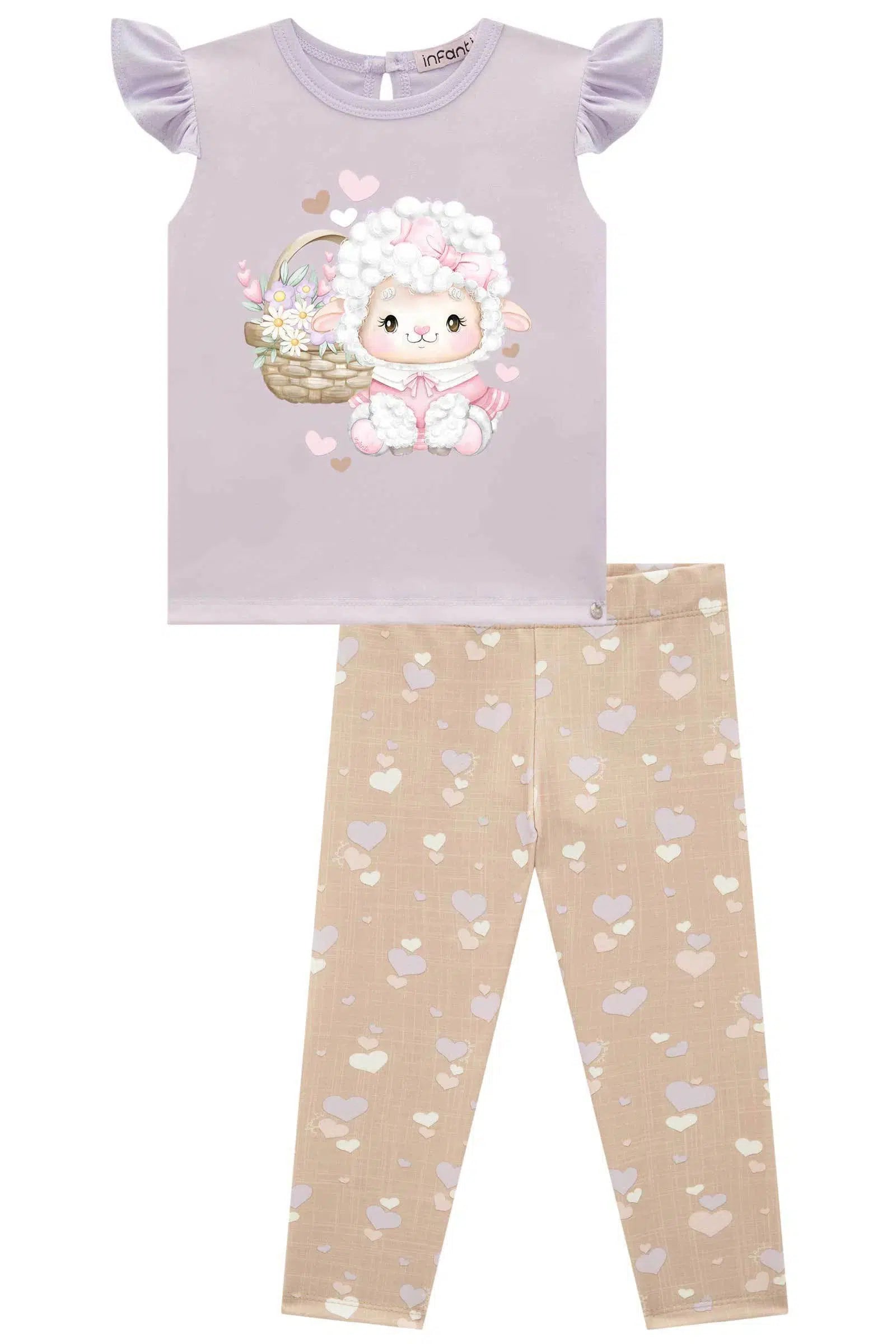 Conjunto Bebê de Bata em Cotton com Calça Legging em Molecotton 82322 Infanti