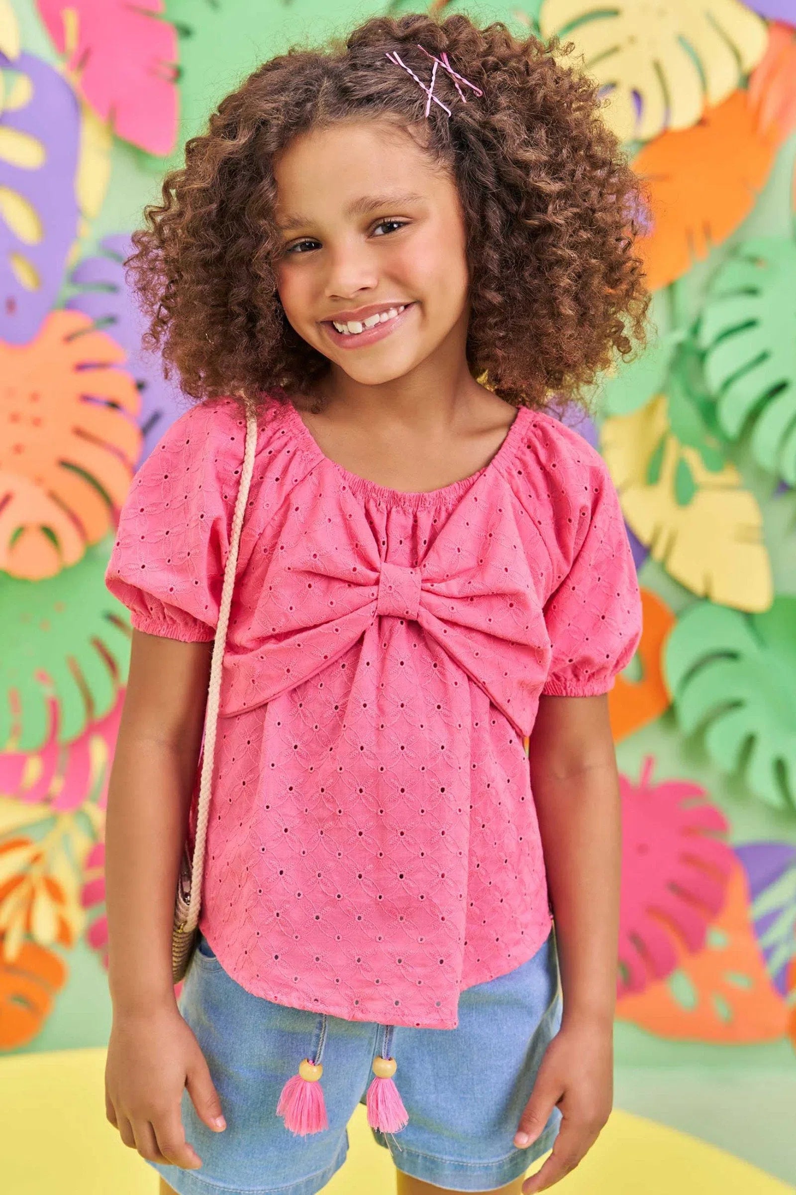 Conjunto de Bata em Laise Verano com Shorts em Jeans Bellini com Elastano 73701 Infanti