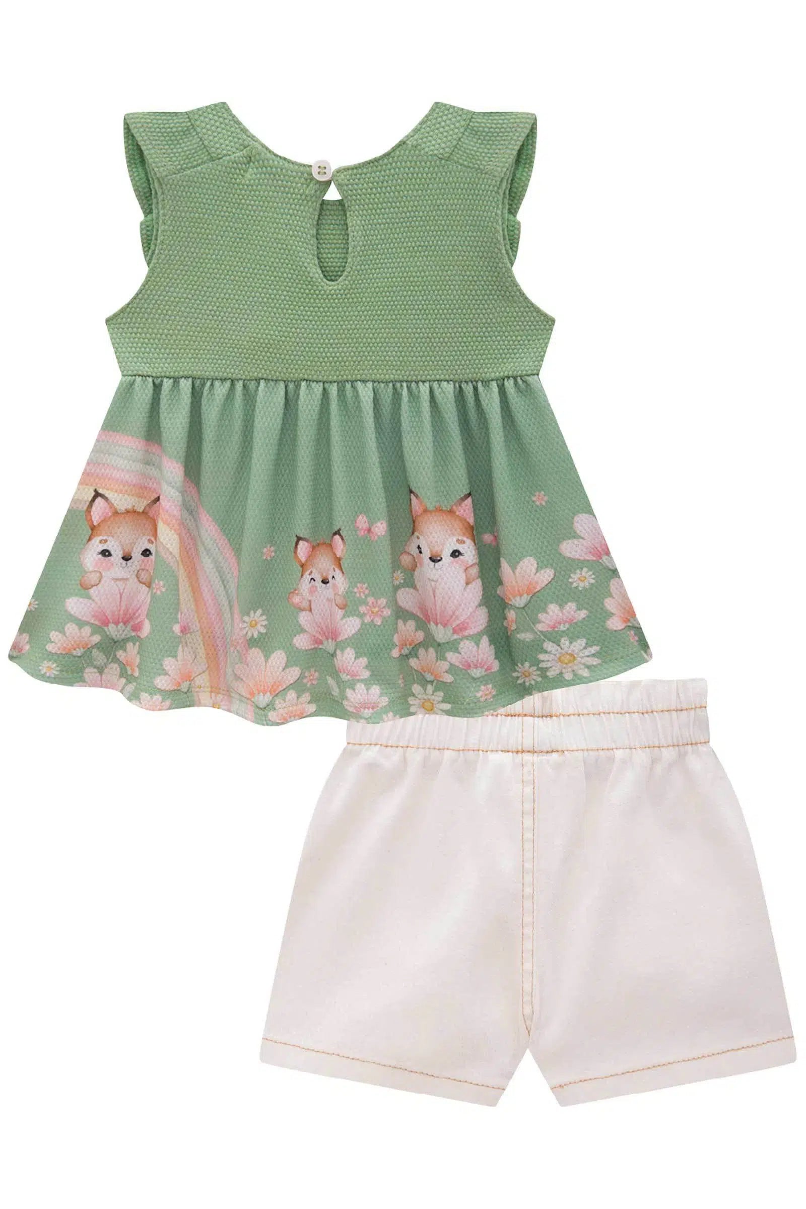 Conjunto Bebê de Bata em Malha Bee e Shorts em Sarja com Elastano 81891 Infanti