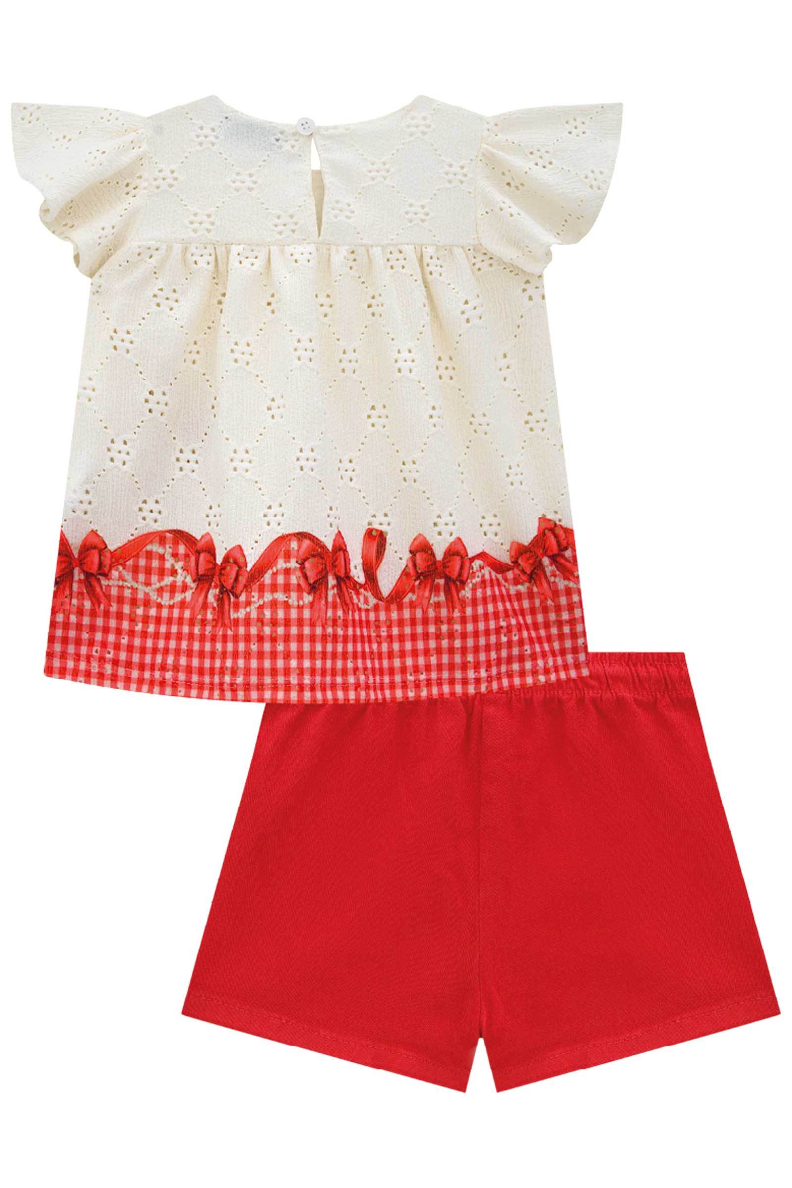 Conjunto de Bata em Malha Laise com Shorts em Sarja Onix com Elastano 78216 Infanti