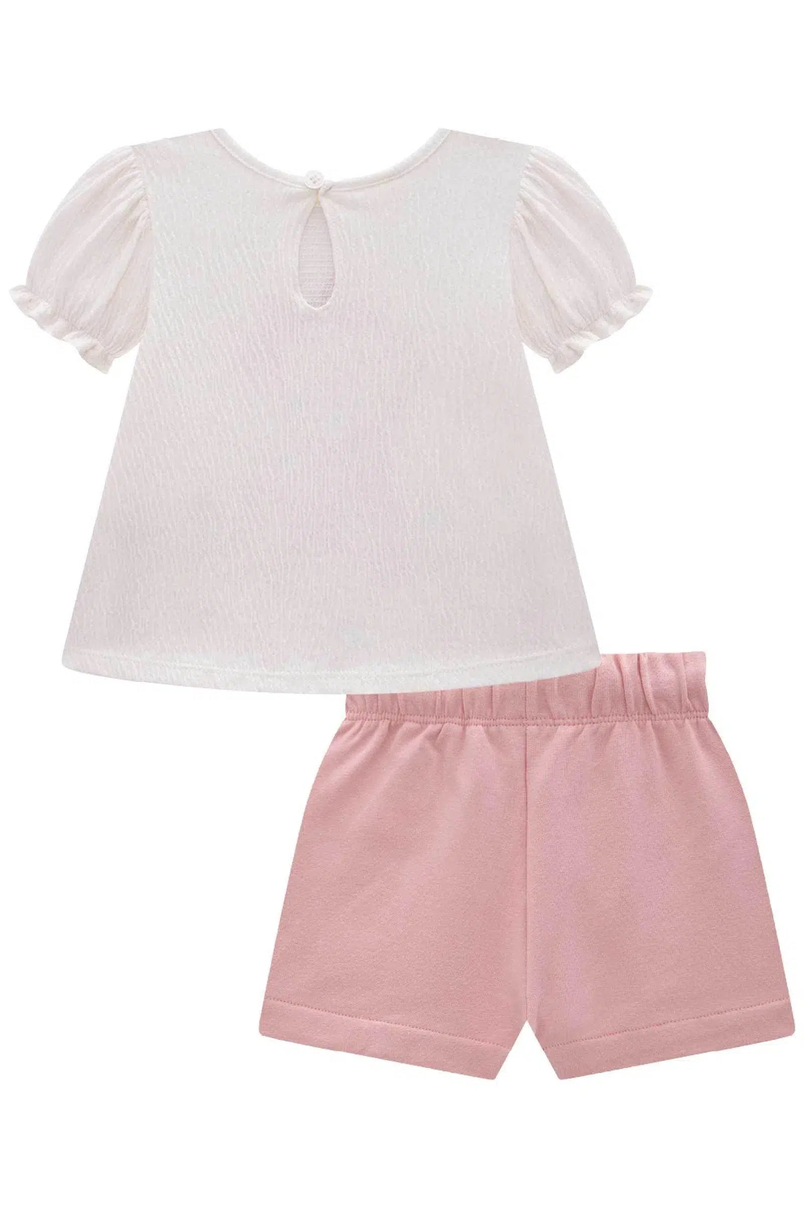 Conjunto Bebê de Bata em Malha Wave com Shorts em Molecotton 81883 Infanti