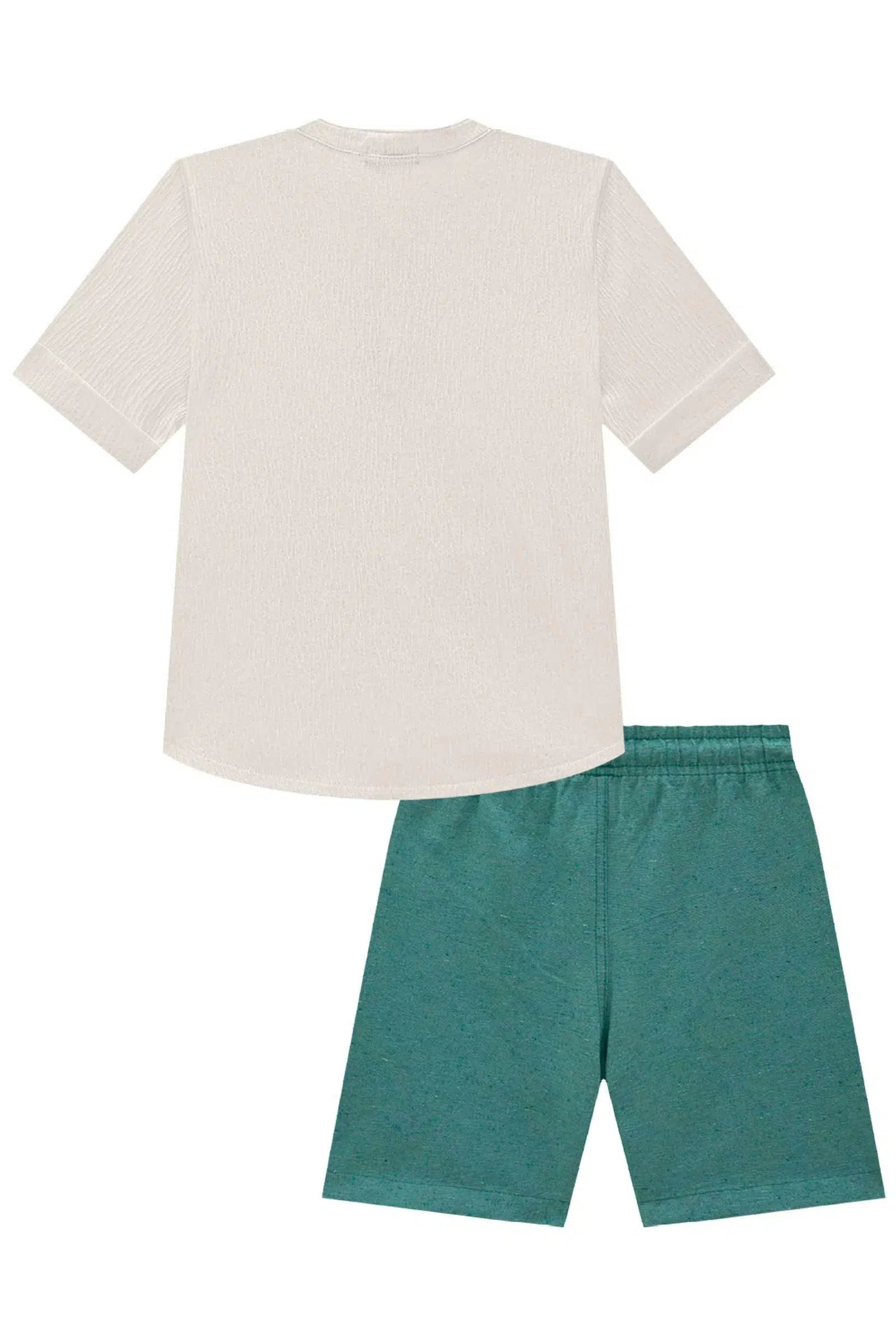 Conjunto de Bata em Malha Wave e Bermuda em Tecido Kauai 78544 LucBoo