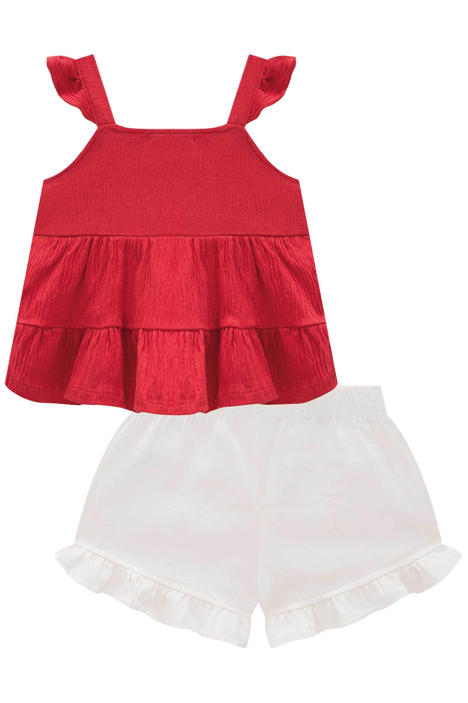 Conjunto de Bata em Malha Wave e Shorts em Sarja Ônix com Elástano 77530 Kukiê