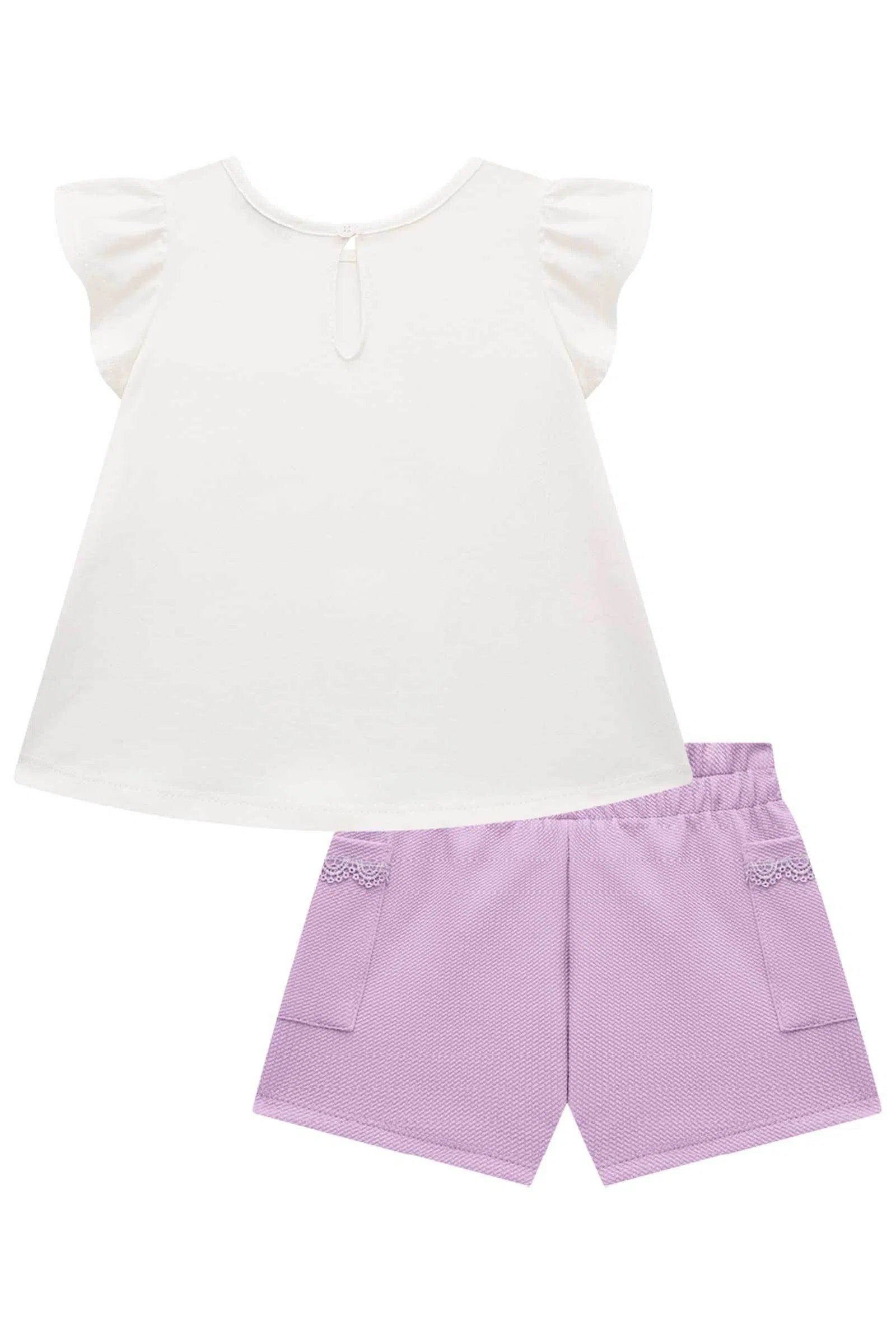 Conjunto de Bata em Meia Malha com Shorts em Jacquard Catarina 75460 Infanti