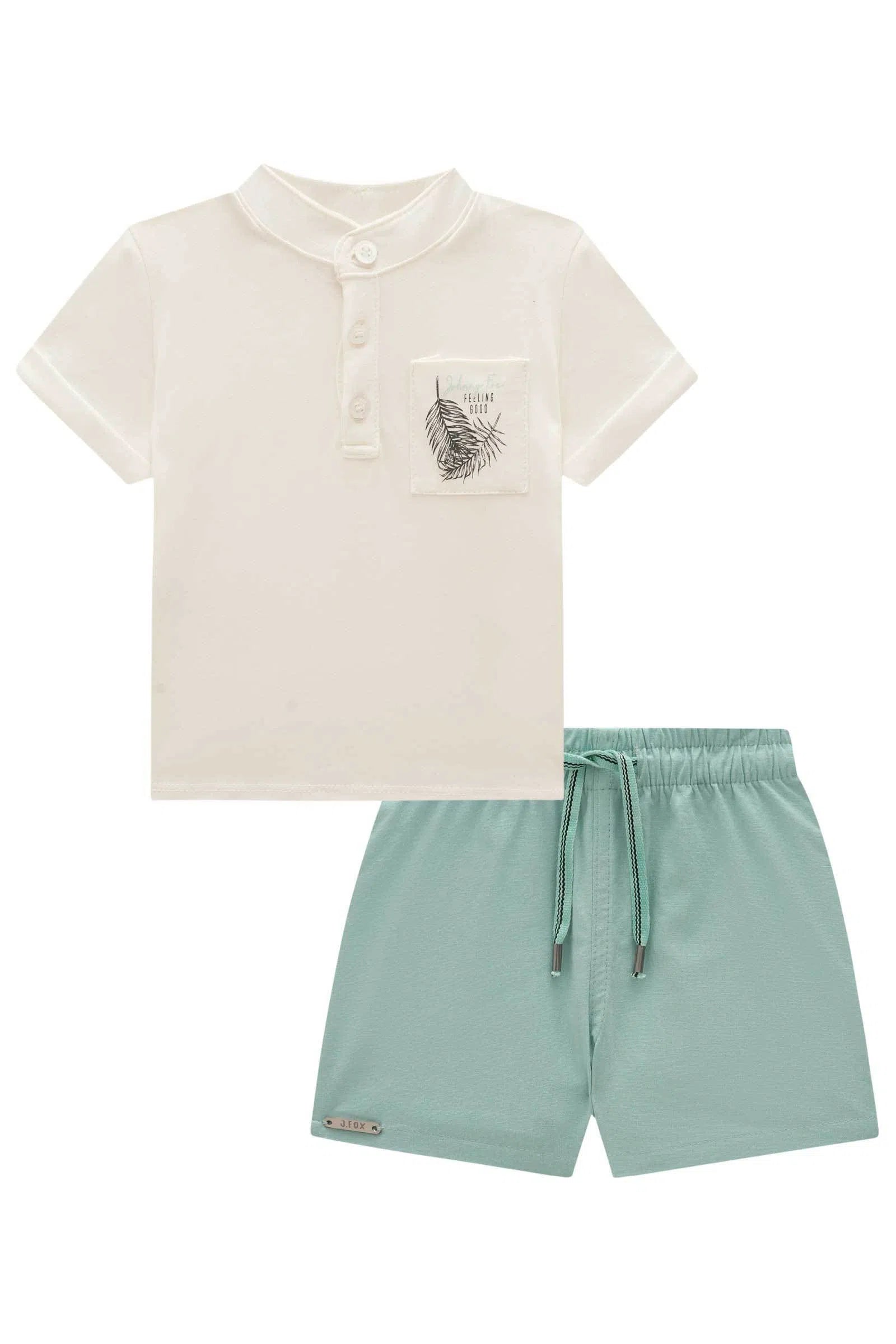 Conjunto de Bata em Meia Malha e Bermuda em Linho Santorine com Elastano 77923 Johnny Fox