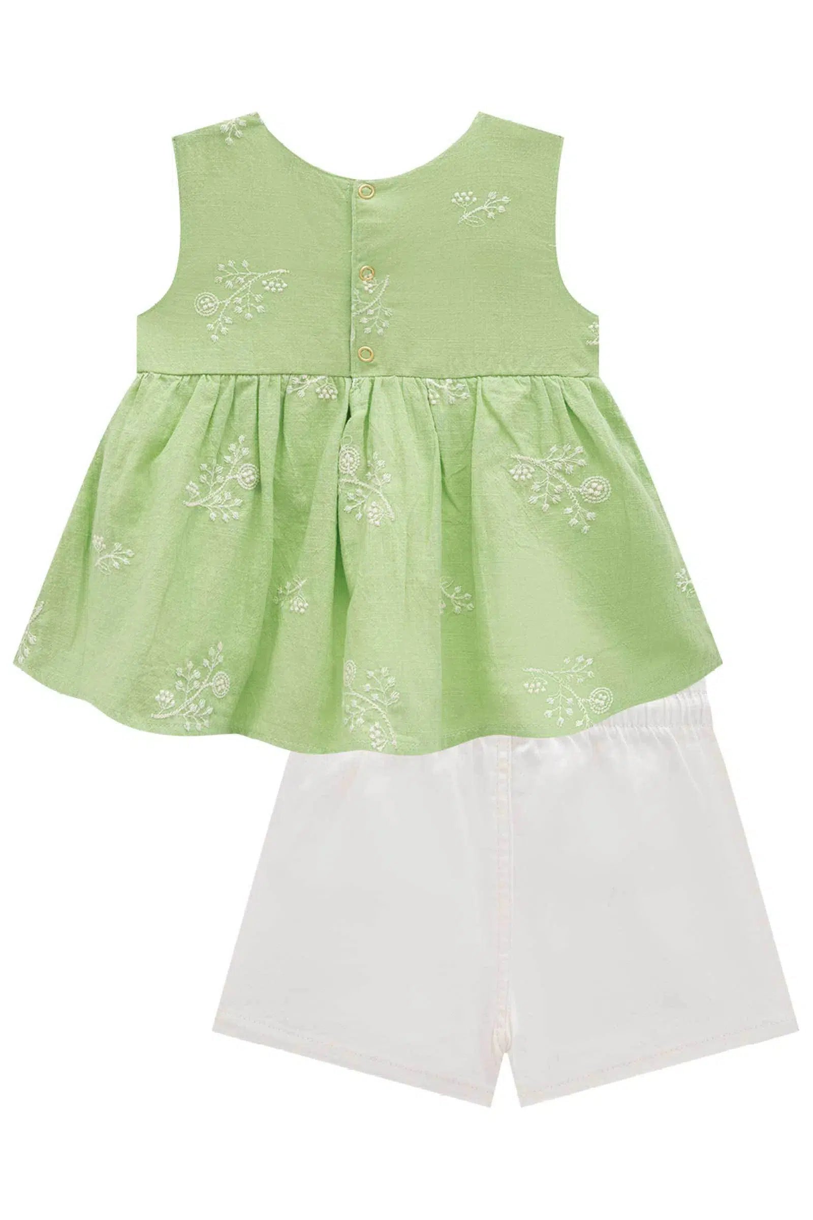 Conjunto de Bata em Tricoline Bordado com Shorts em Sarja Onix com Elastano 78223 Infanti