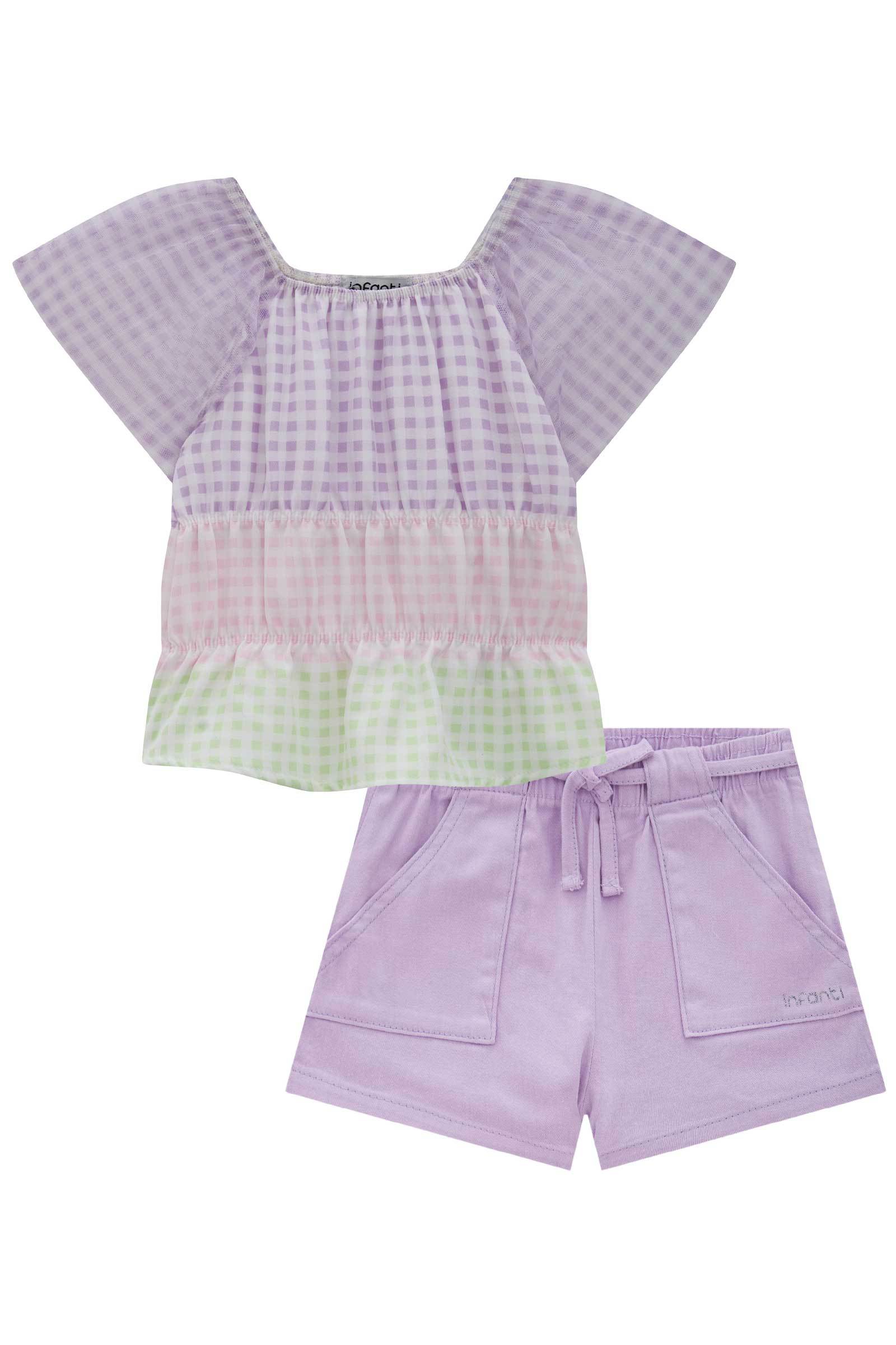 Conjunto de Bata em Visco Twill com Shorts em Sarja Onix com Elastano 78273 Infanti