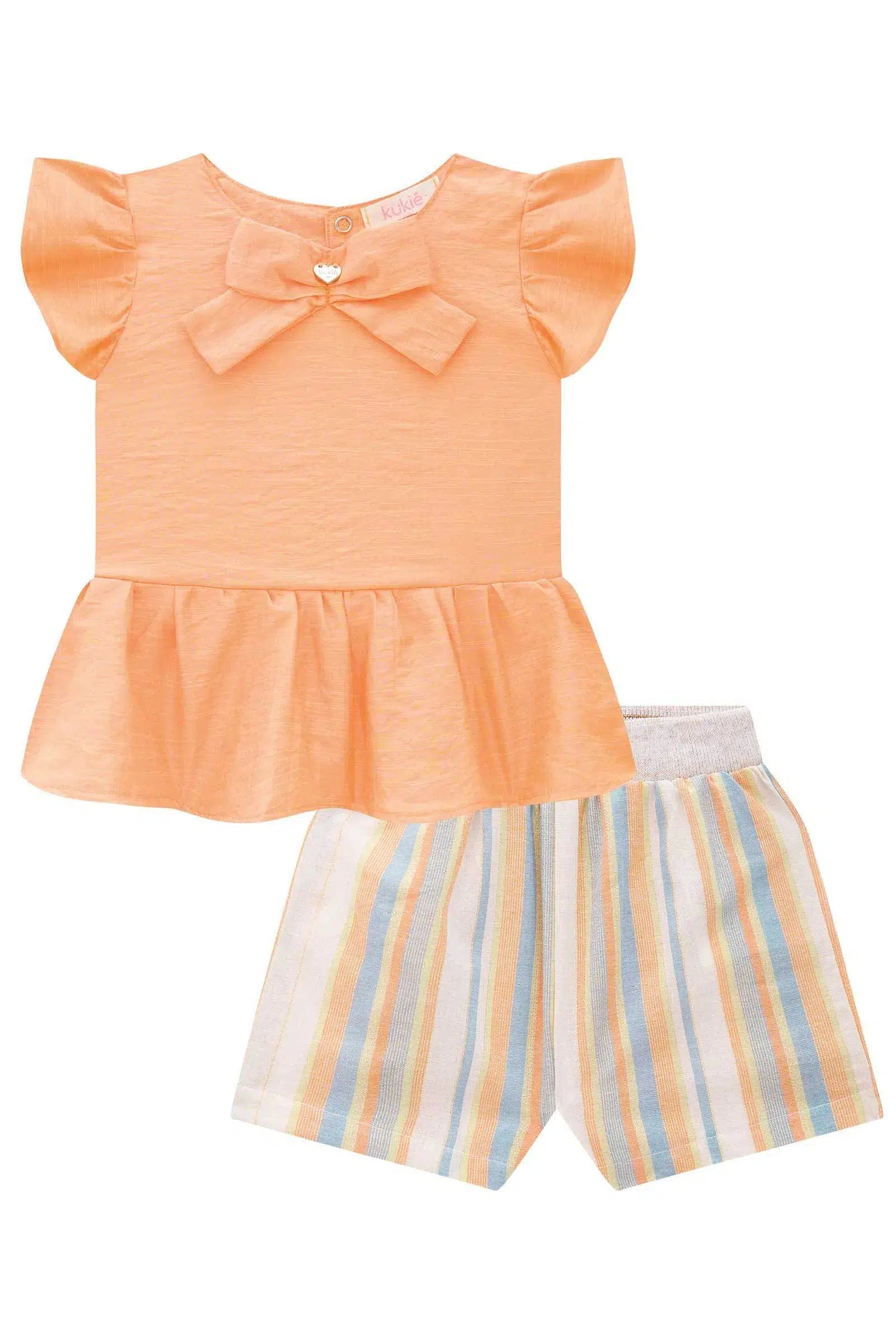 Conjunto de Bata em Viscose e Shorts em Tricoline 74795 Kukiê