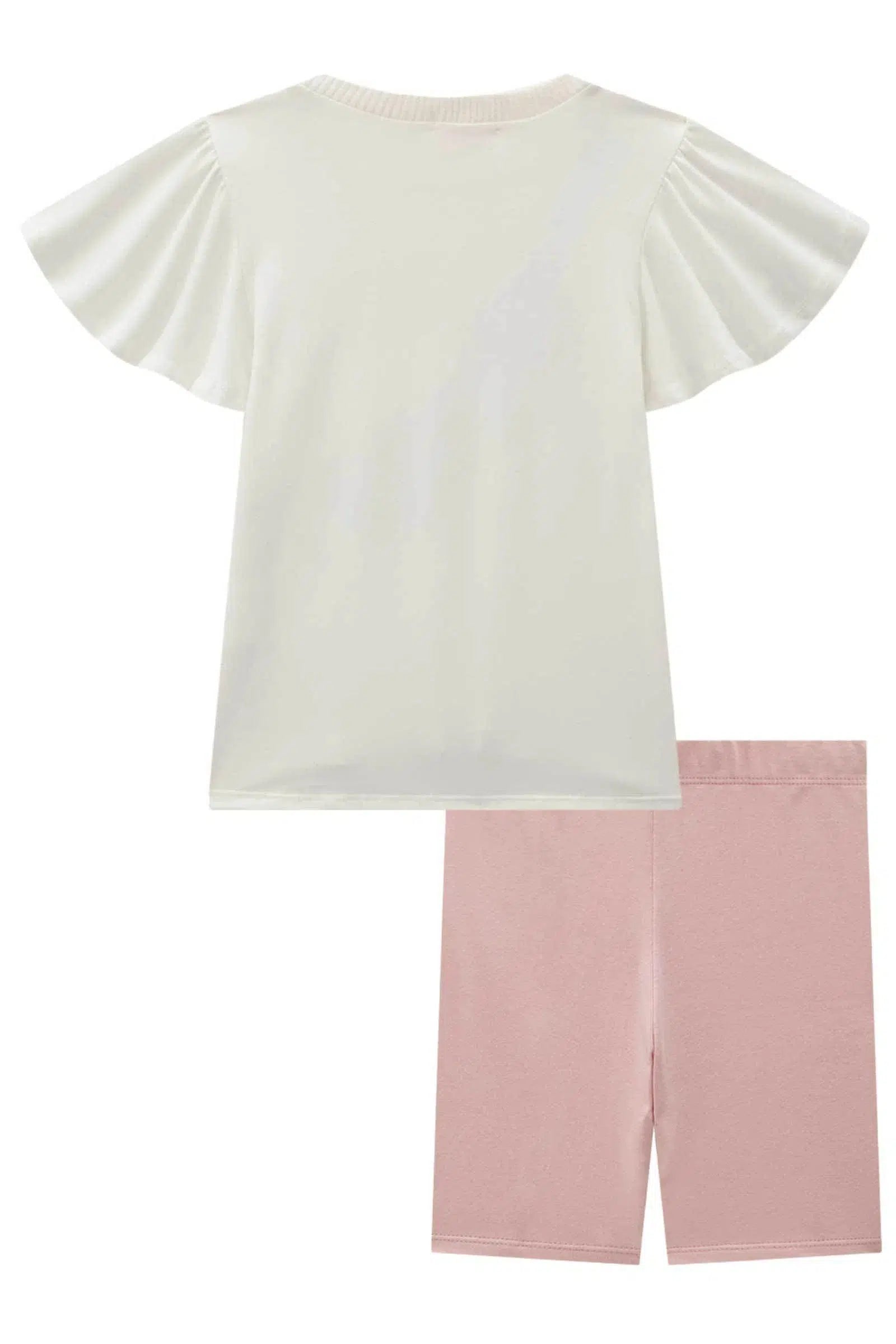 Conjunto Infantil Menina de Blusa Alongada em Malha Power e Biker em Molecotton 82404 Kukiê