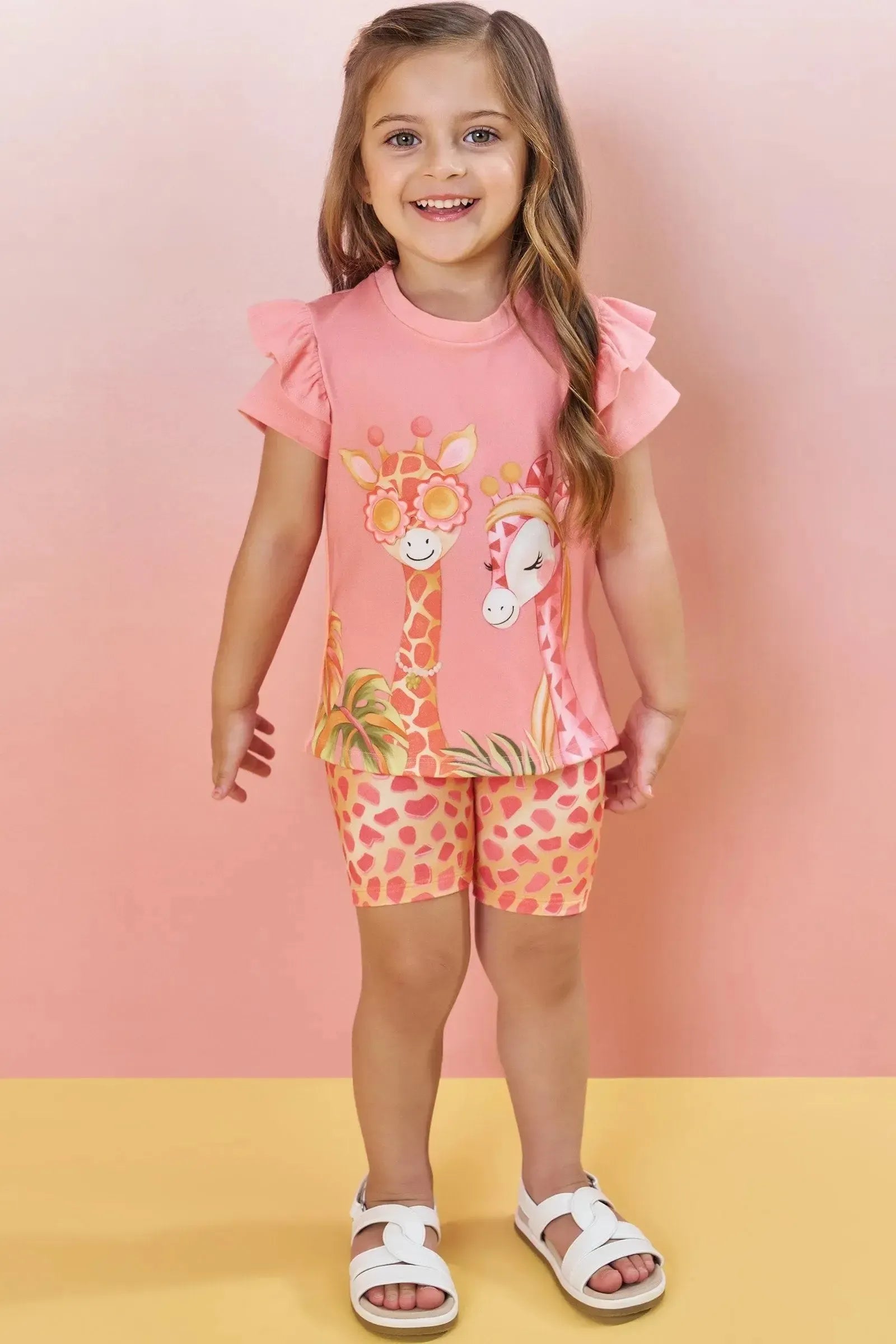 Conjunto de Blusa Alongada em Meia Malha e Biker em Malha Power 82937 Infanti Infantil Menina
