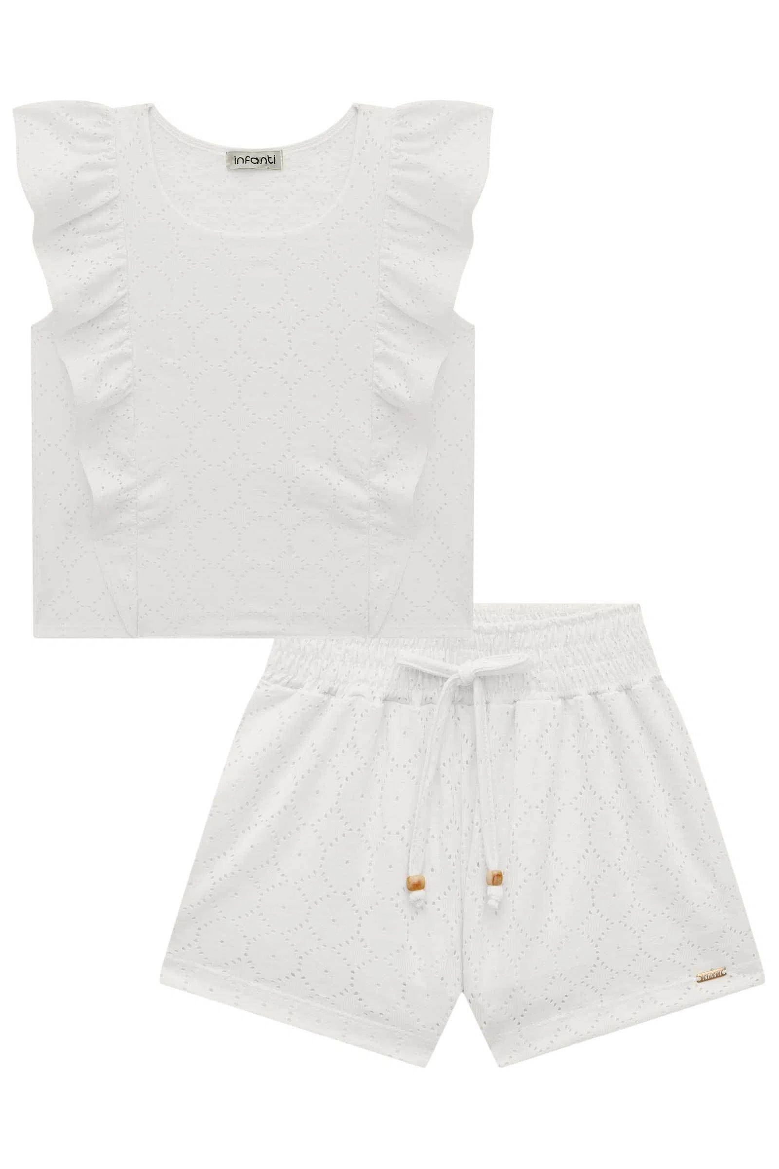 Conjunto de Blusa Boxy com Shorts em Malha Laise 74306 Infanti