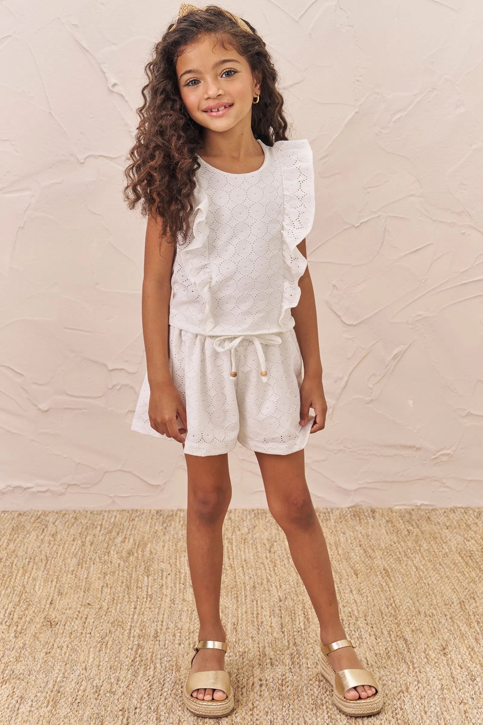 Conjunto de Blusa Boxy com Shorts em Malha Laise 74306 Infanti