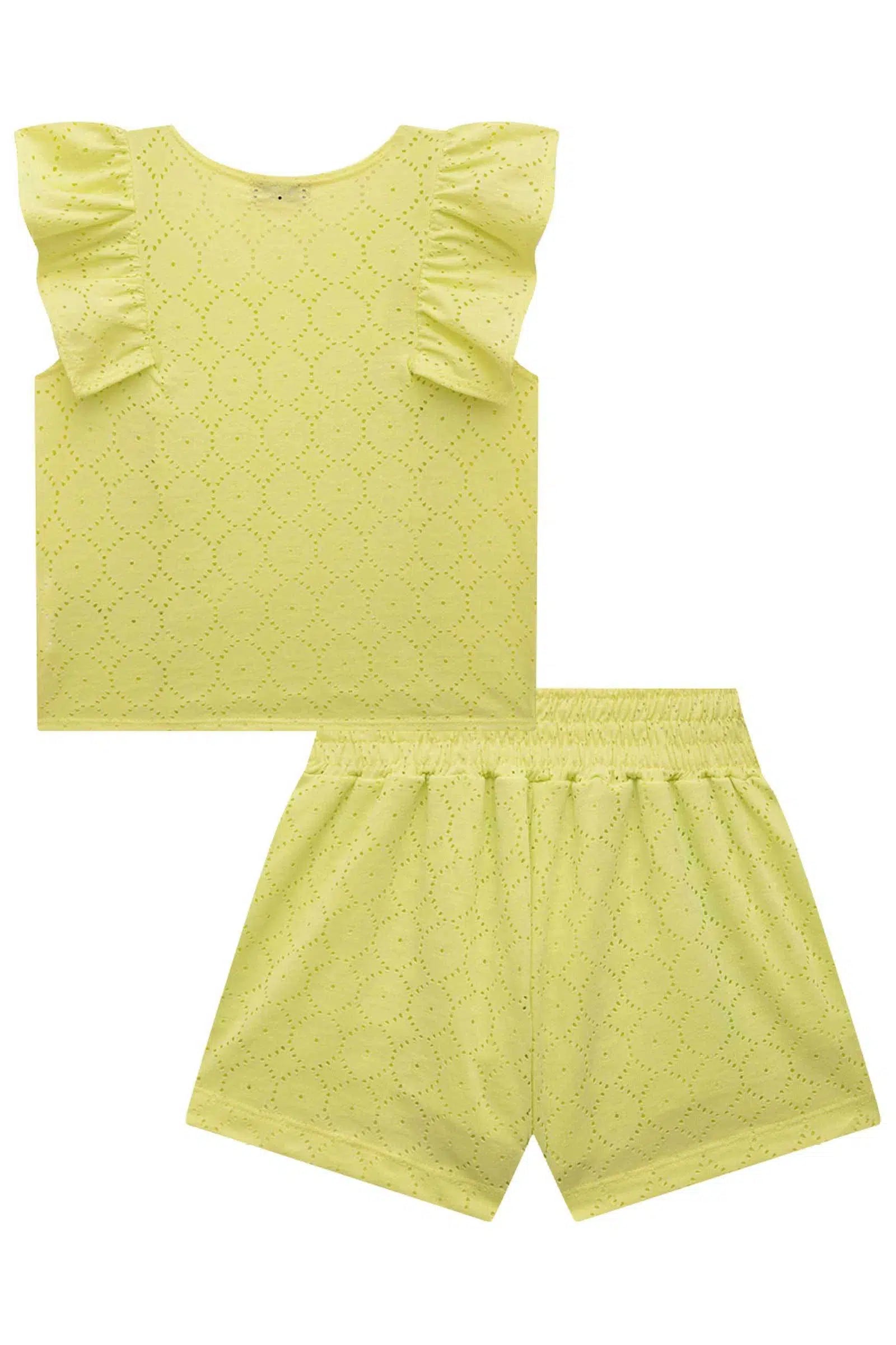 Conjunto de Blusa Boxy com Shorts em Malha Laise 74306 Infanti