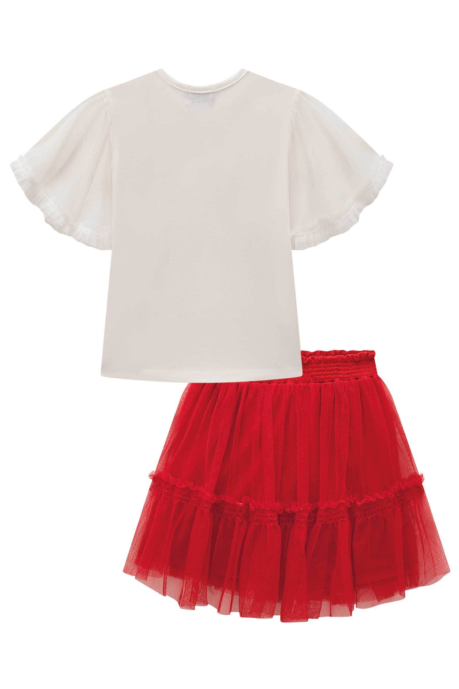 Conjunto de Blusa Boxy e Saia em Tule (com Shorts Embutido) 78323 Kukiê