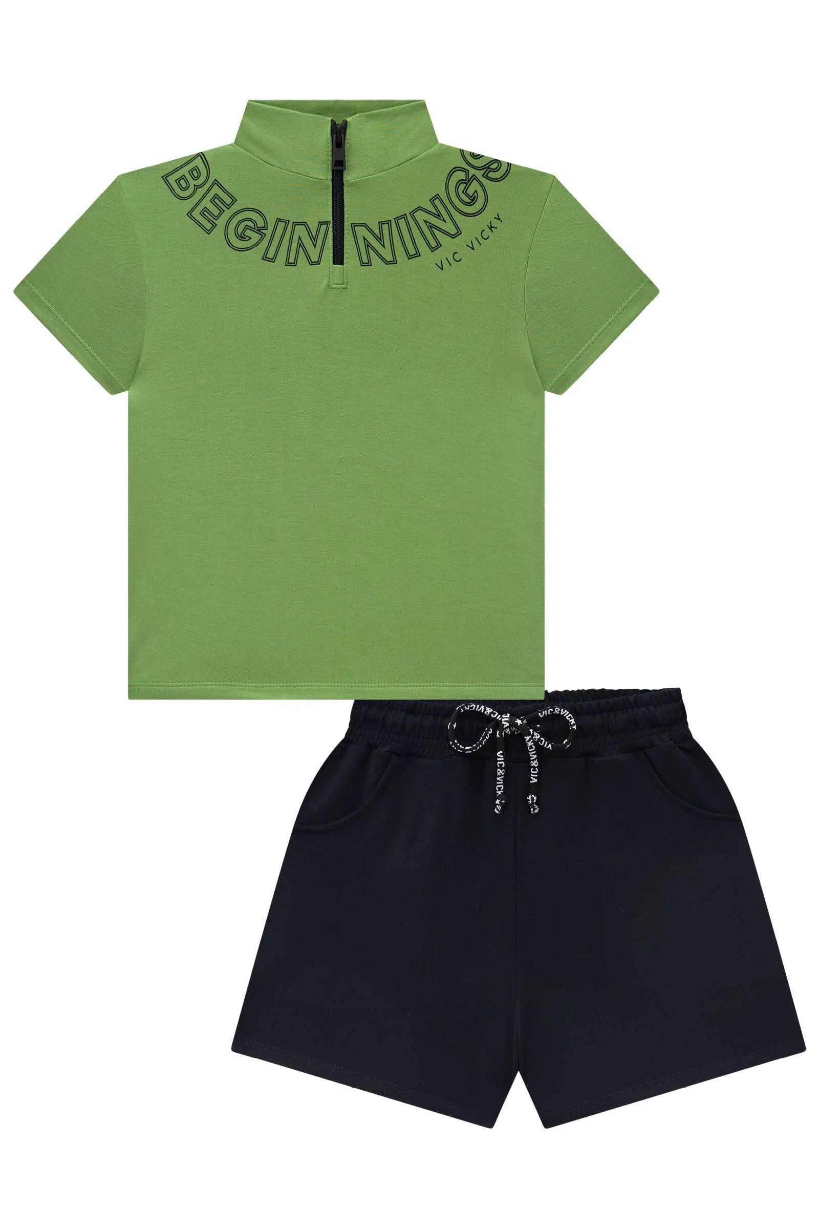 Conjunto de Blusa Boxy e Shorts em Molevisco 74689 Vic&Vicky